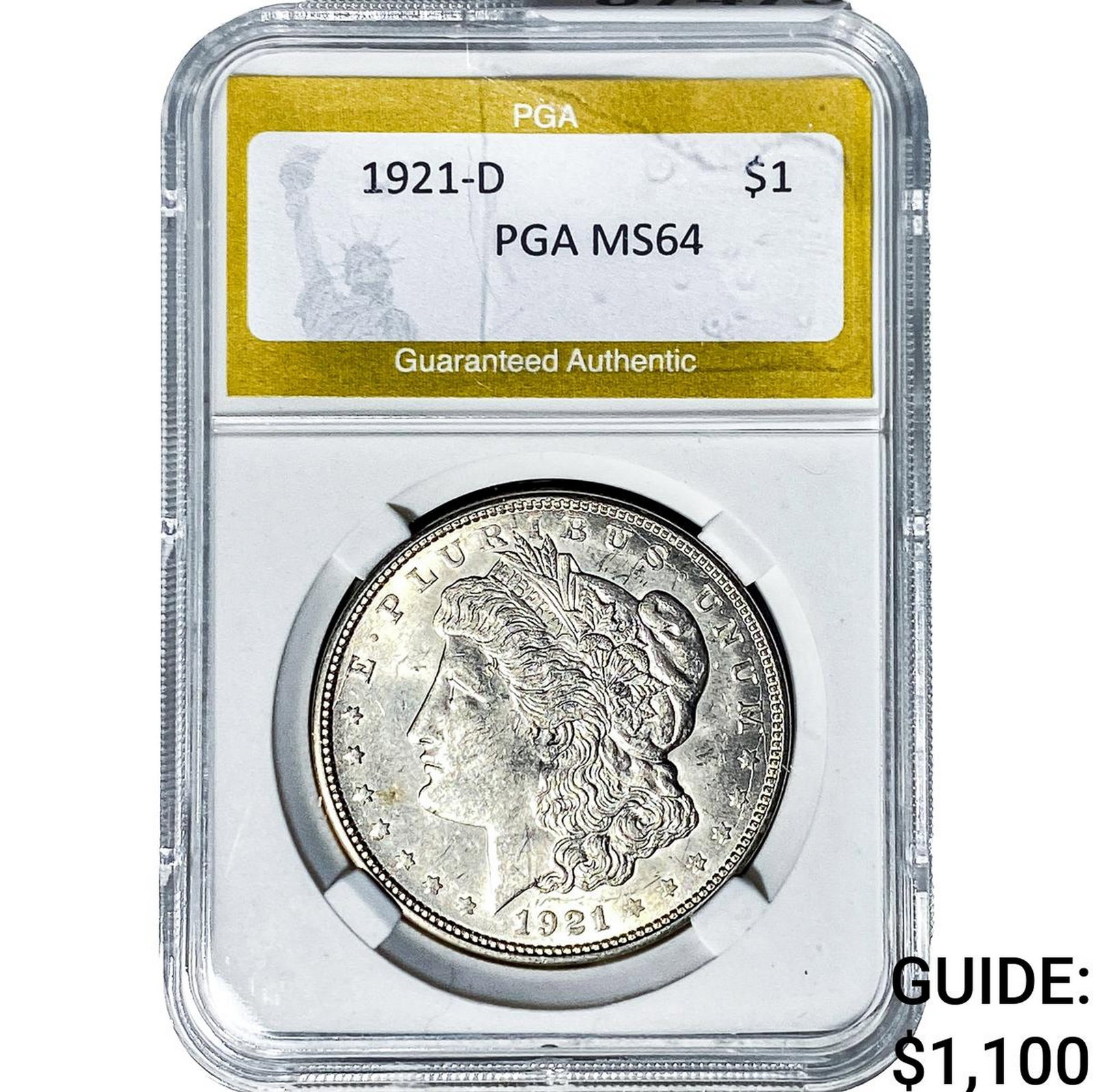 1921-D Morgan Silver Dollar PGA MS64: 1921-D Morgan Silver Dollar PGA MS64
