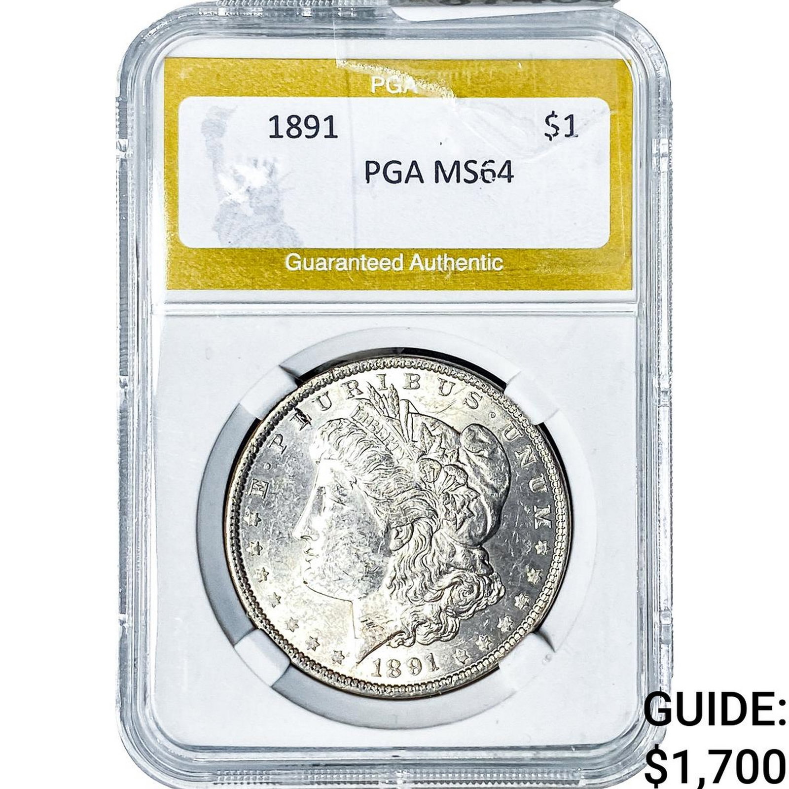 1891 Morgan Silver Dollar PGA MS64: 1891 Morgan Silver Dollar PGA MS64