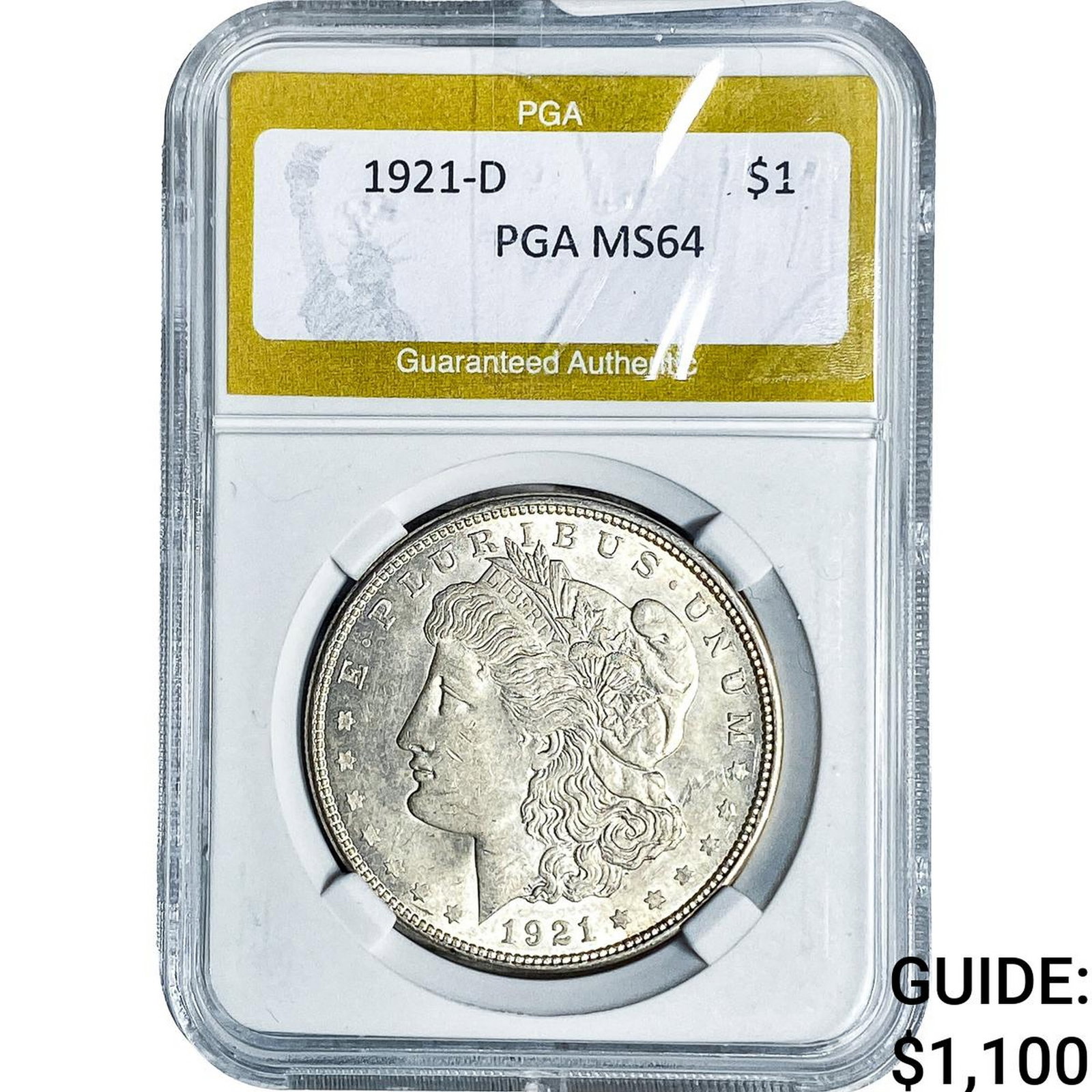 1921-D Morgan Silver Dollar PGA MS64: 1921-D Morgan Silver Dollar PGA MS64