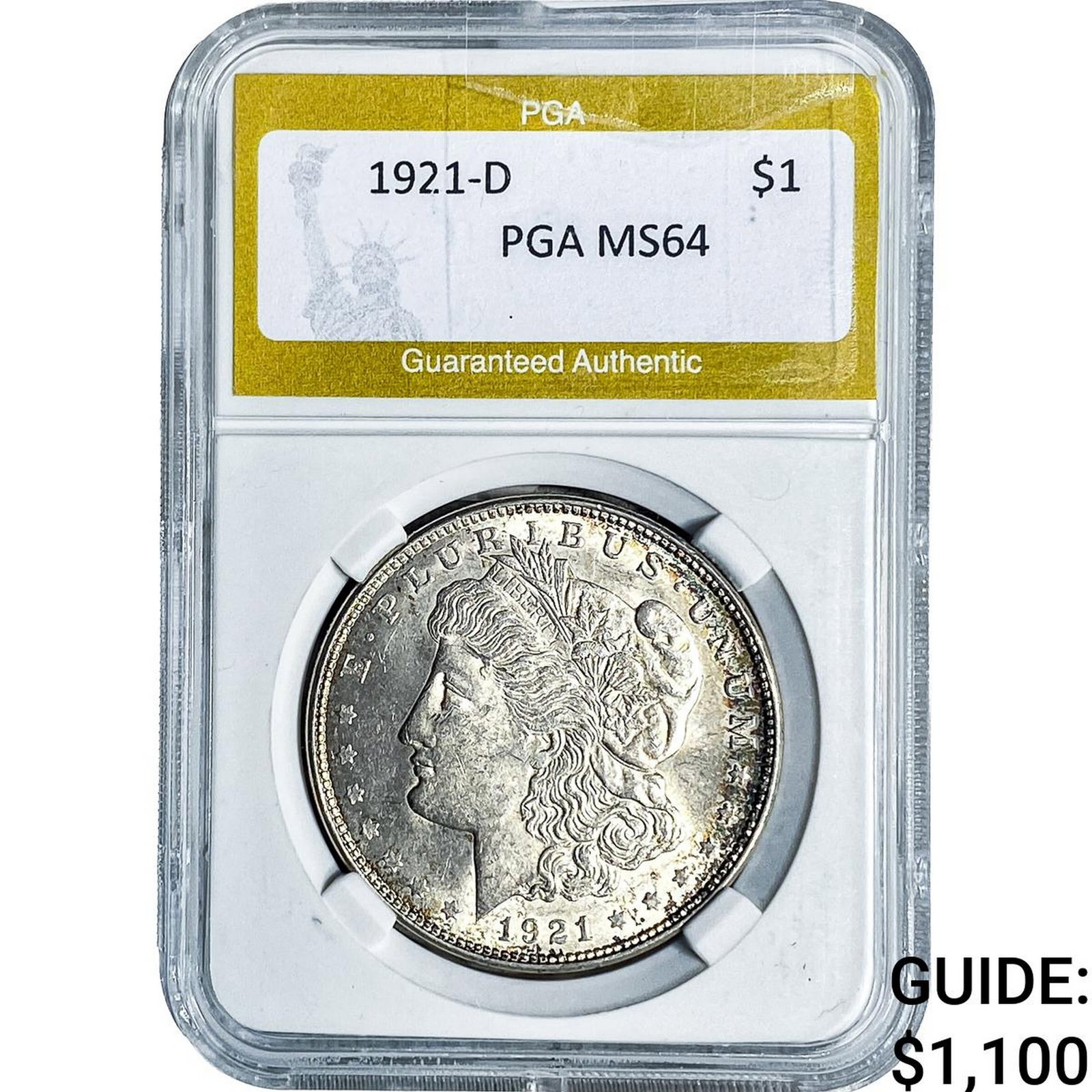 1921-D Morgan Silver Dollar PGA MS64: 1921-D Morgan Silver Dollar PGA MS64