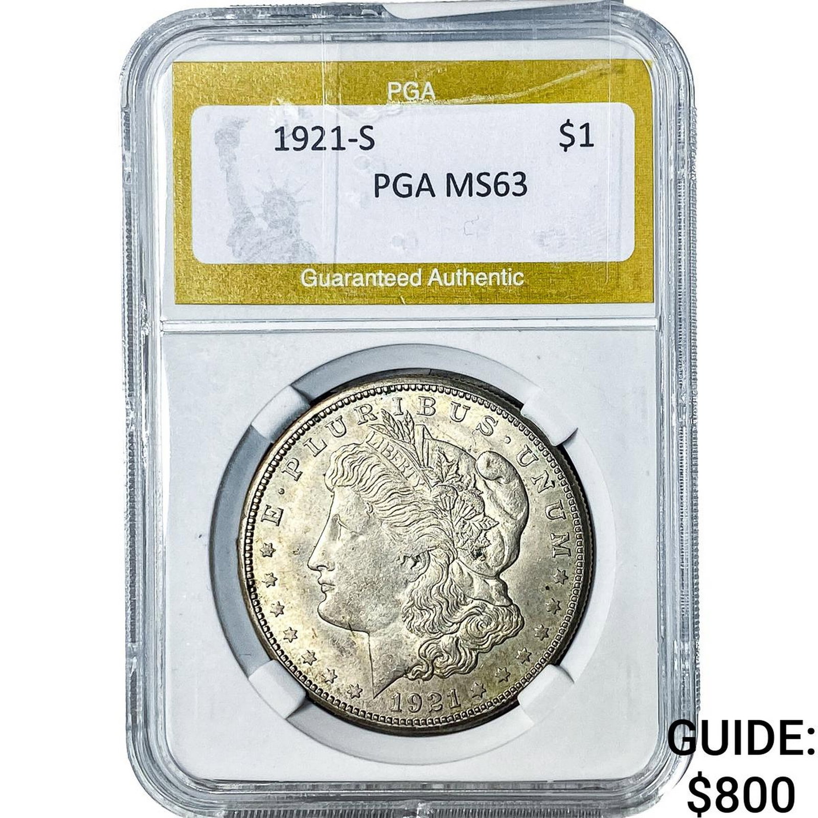 1921-S Morgan Silver Dollar PGA MS64: 1921-S Morgan Silver Dollar PGA MS64