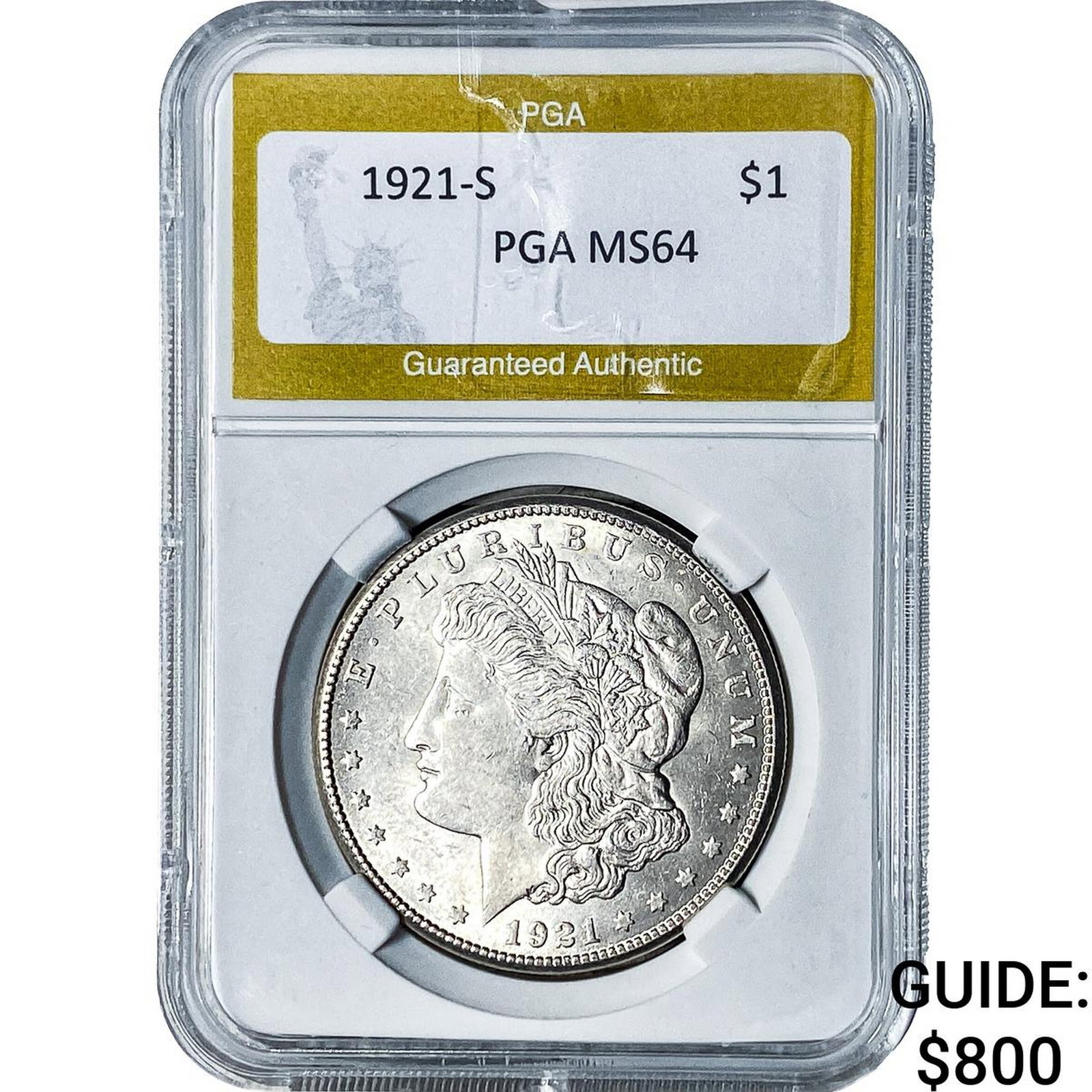 1921-S Morgan Silver Dollar PGA MS64: 1921-S Morgan Silver Dollar PGA MS64