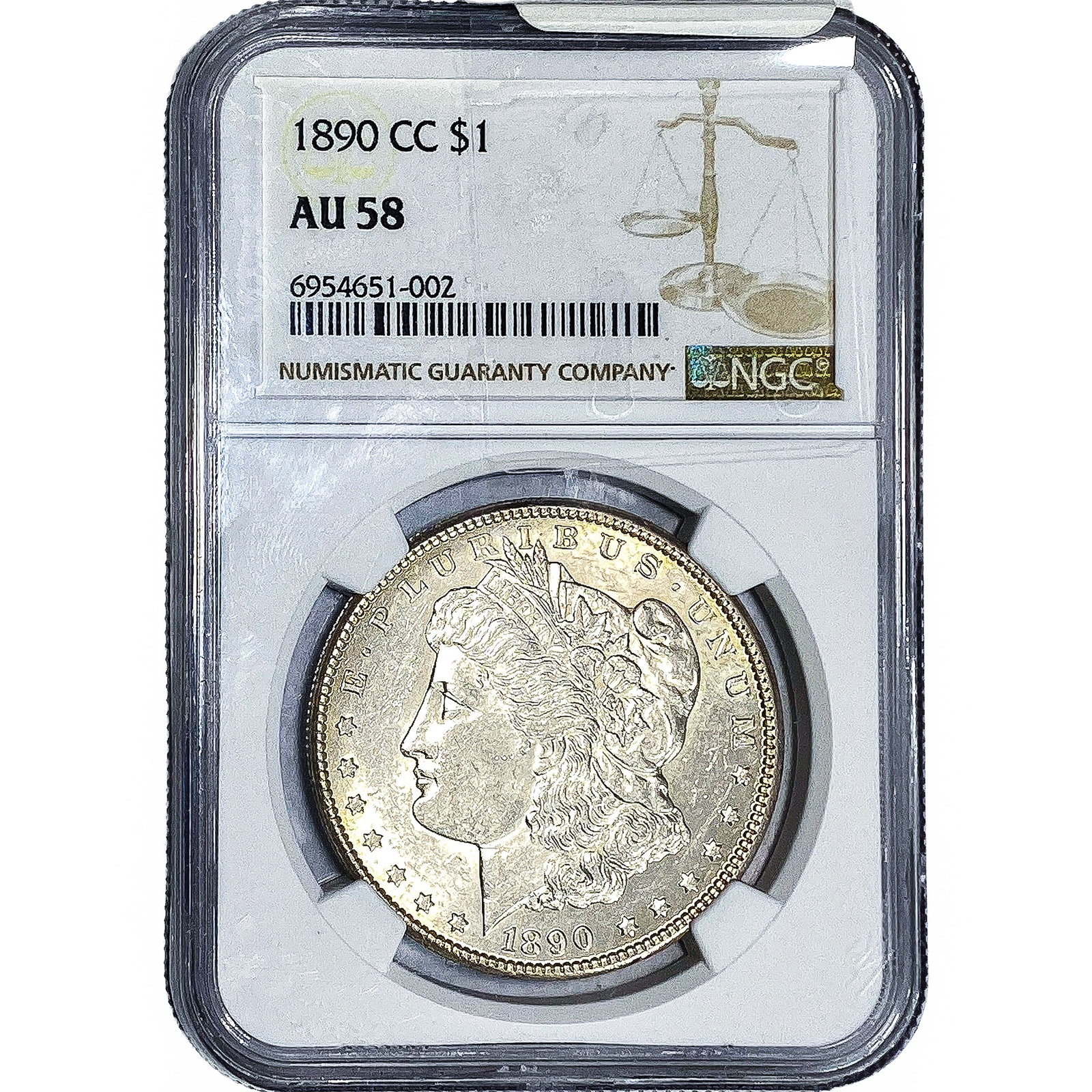 1890-CC Morgan Silver Dollar NGC AU58: 1890-CC Morgan Silver Dollar NGC AU58