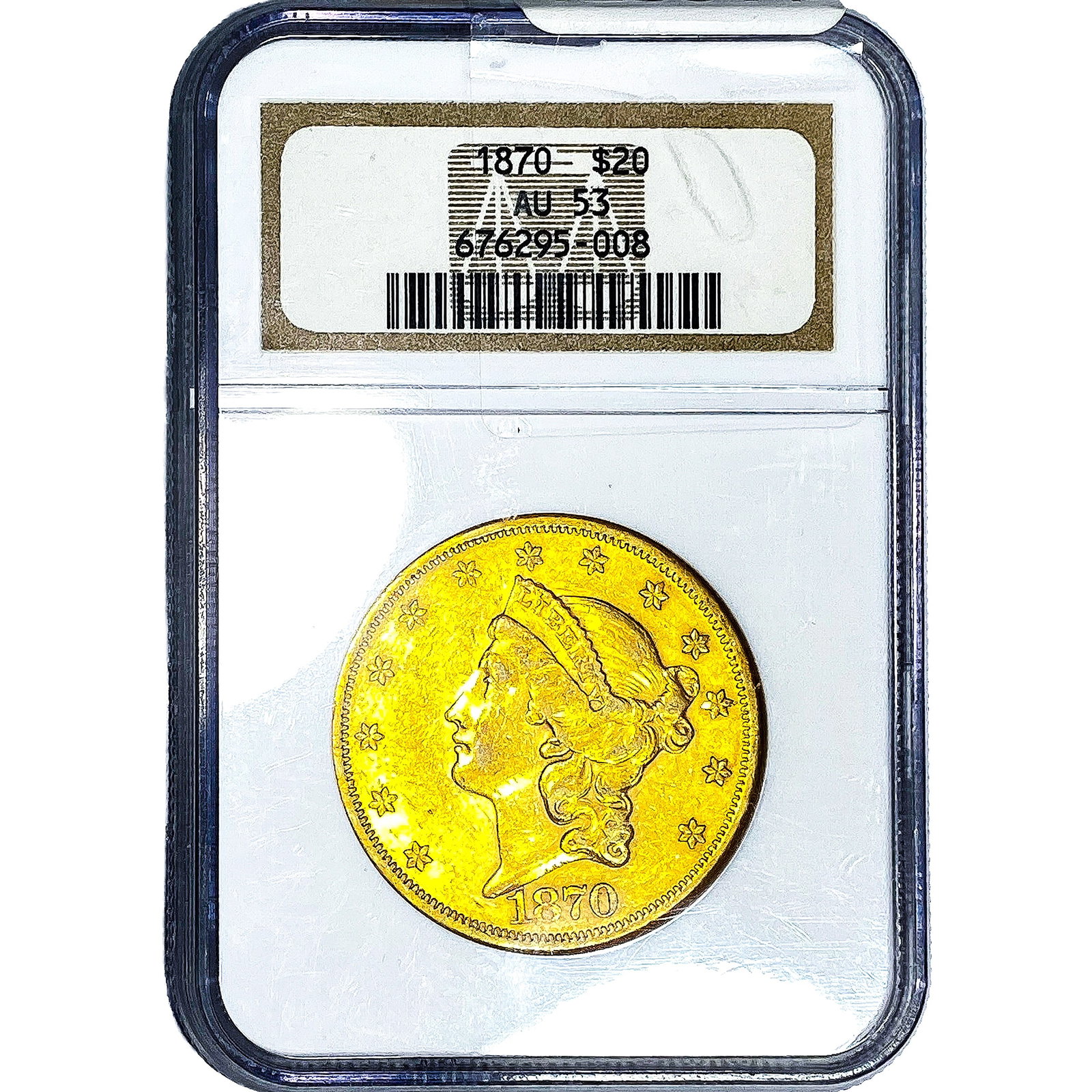 1870 $20 Gold Double Eagle NGC AU53: 1870 $20 Gold Double Eagle NGC AU53