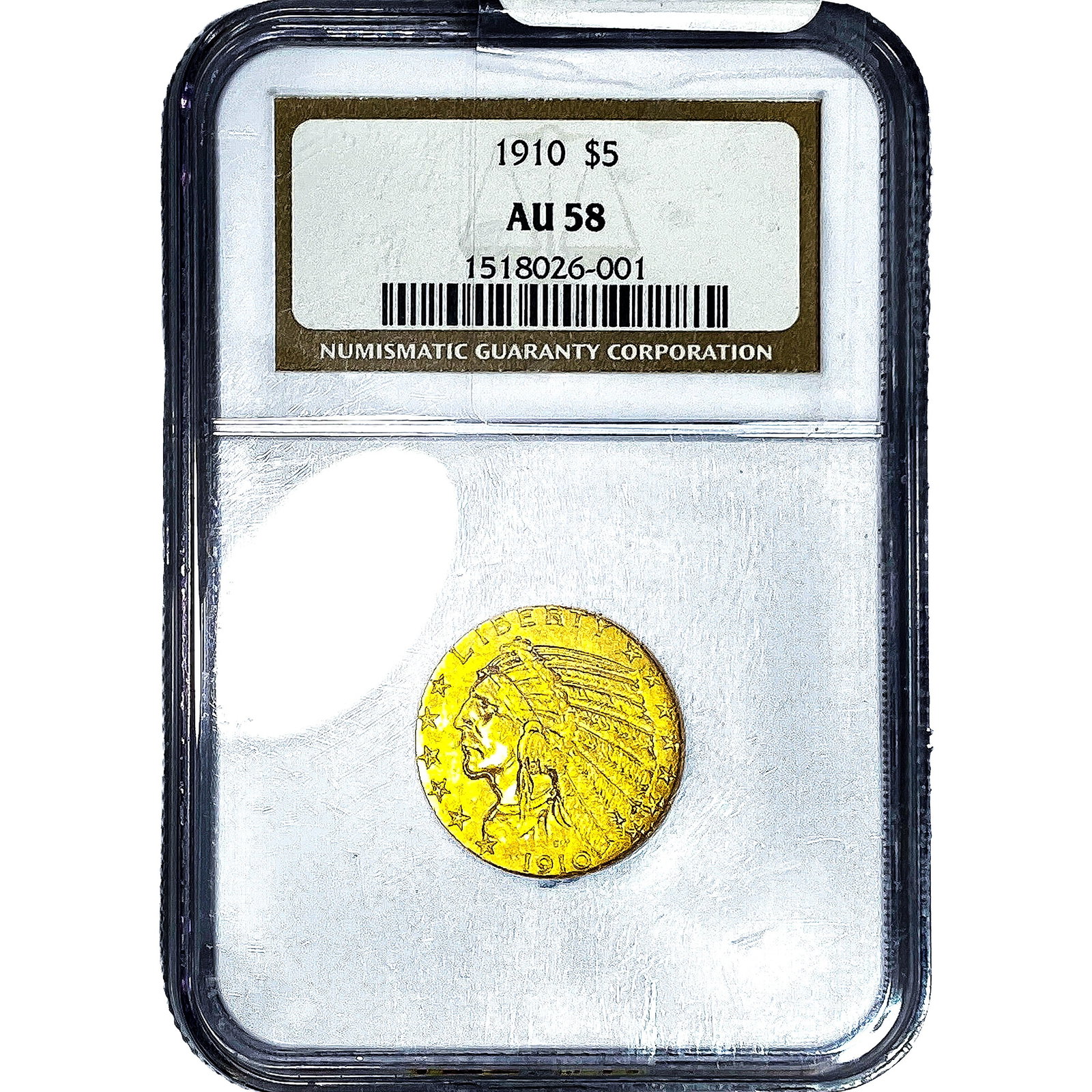 1910 $5 Gold Half Eagle NGC AU58 (1 of 4)