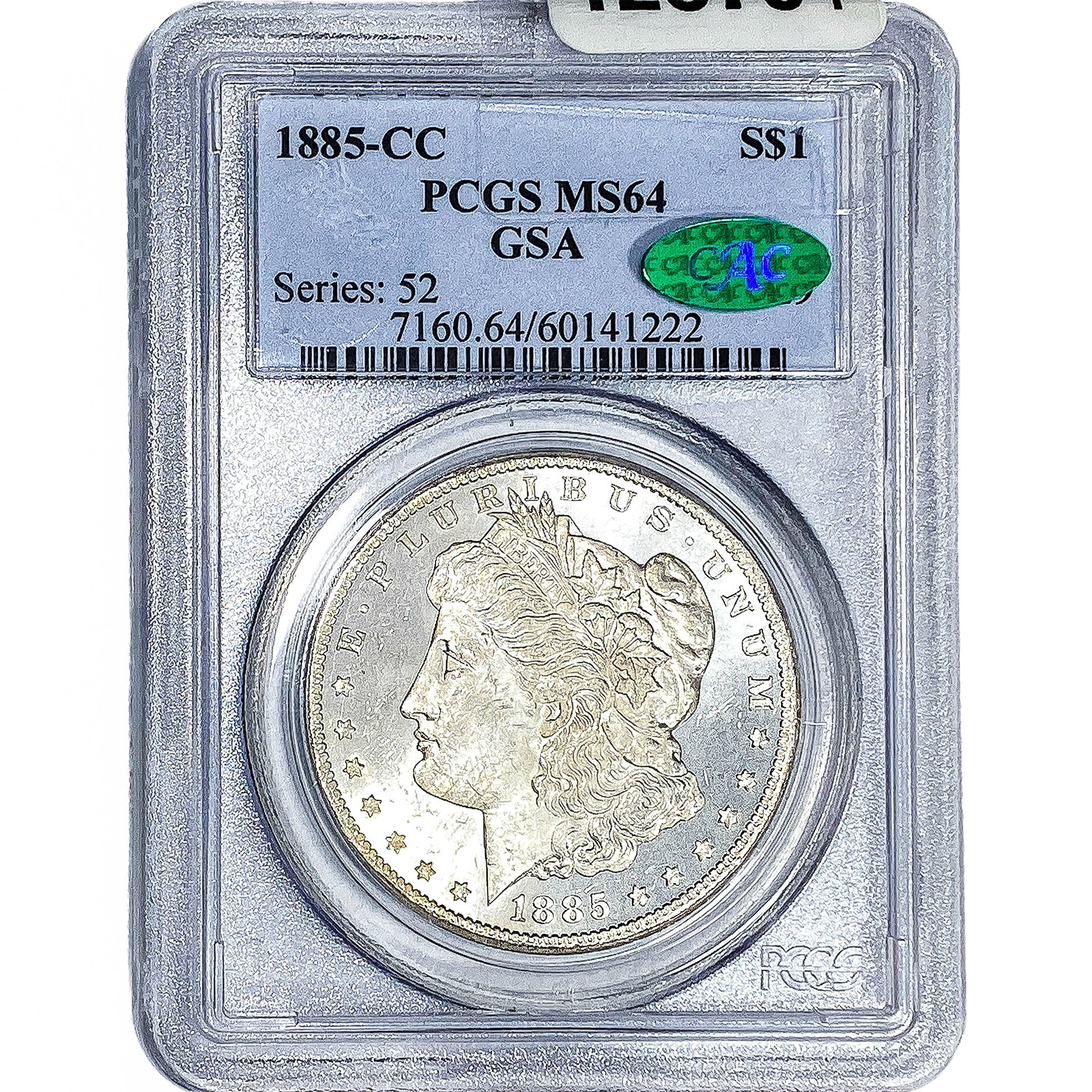 1885-CC CAC Morgan Silver Dollar PCGS MS64: 1885-CC CAC Morgan Silver Dollar PCGS MS64