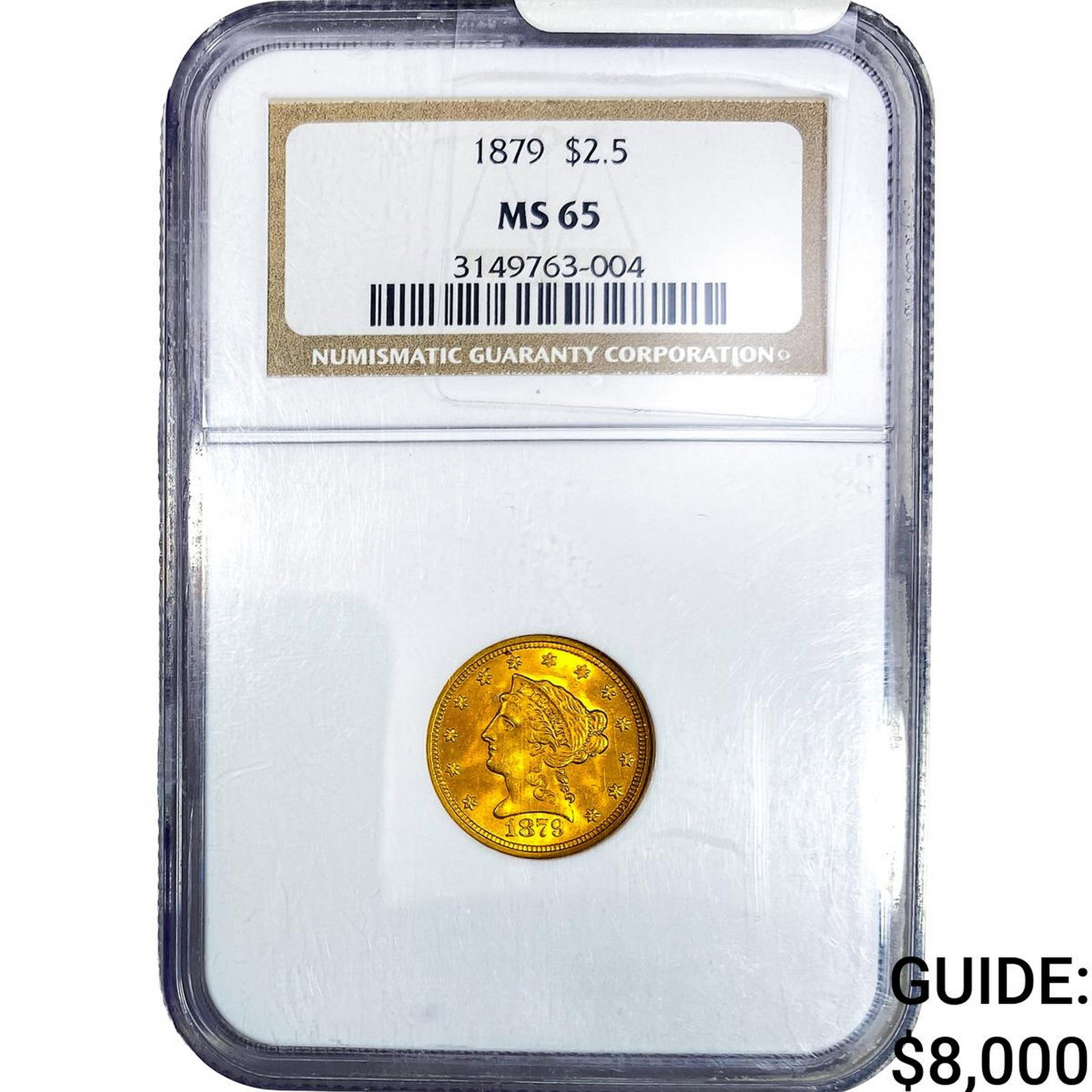 1879 $2.50 Gold Quarter Eagle NGC MS65: 1879 $2.50 Gold Quarter Eagle NGC MS65