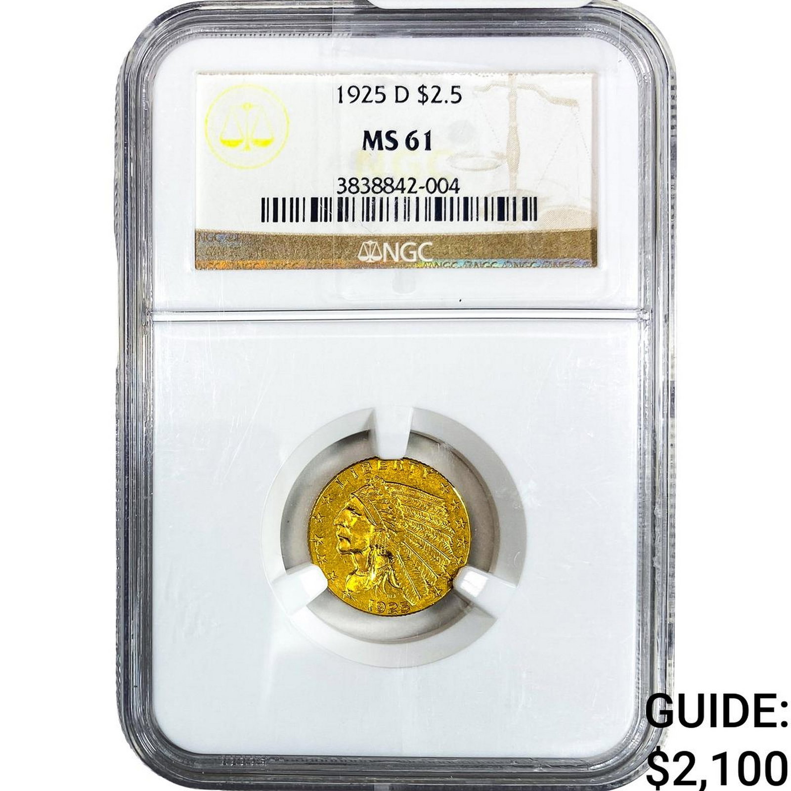 1925-D $2.50 Gold Quarter Eagle NGC MS61 (1 of 4)
