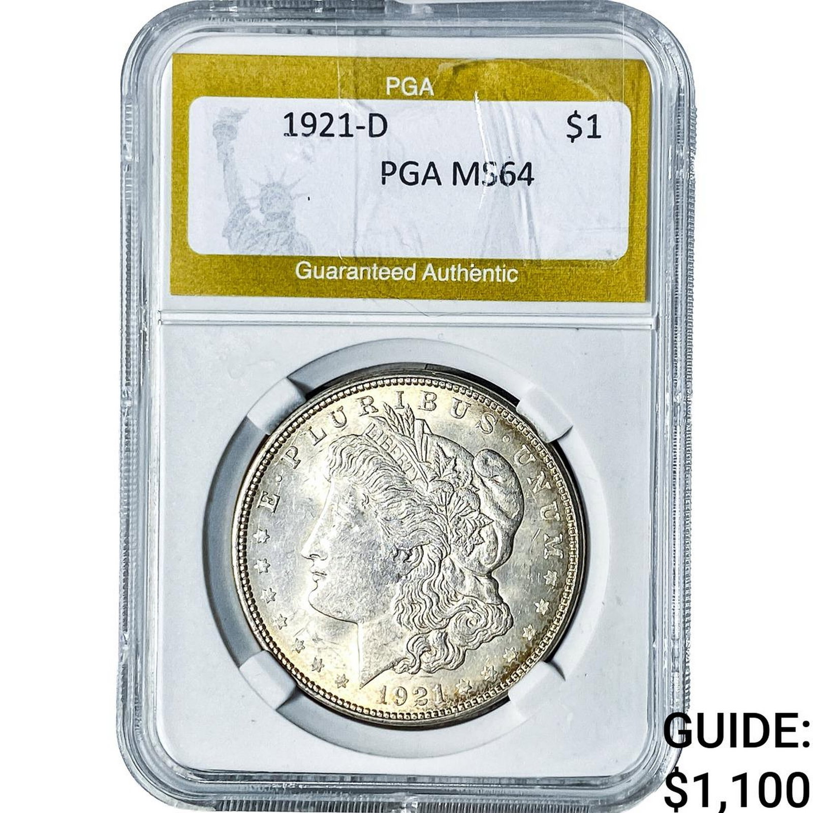 1921-D Morgan Silver Dollar PGA MS64: 1921-D Morgan Silver Dollar PGA MS64