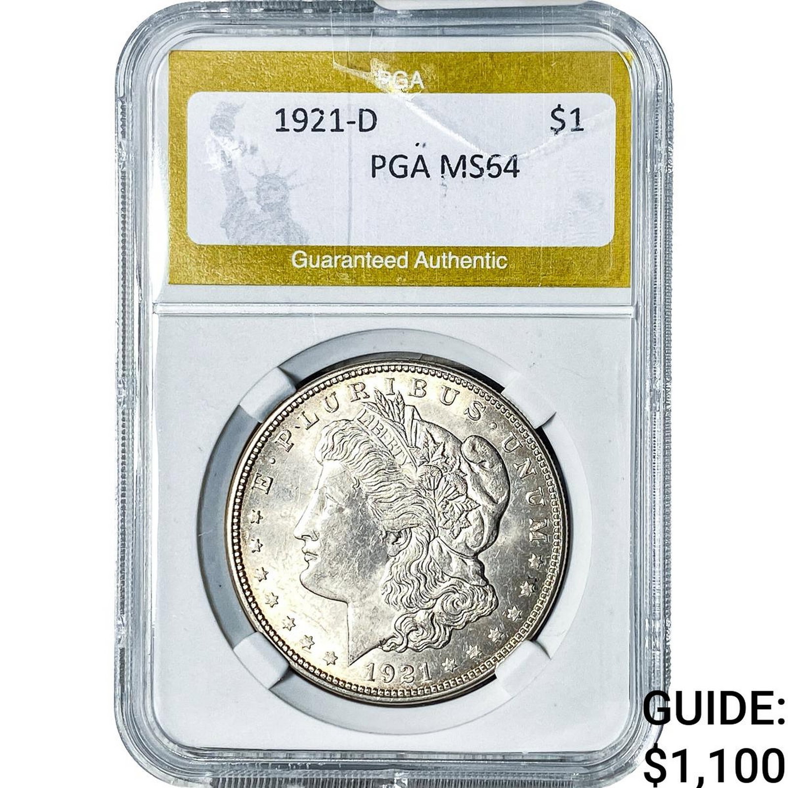 1921-D Morgan Silver Dollar PGA MS64: 1921-D Morgan Silver Dollar PGA MS64
