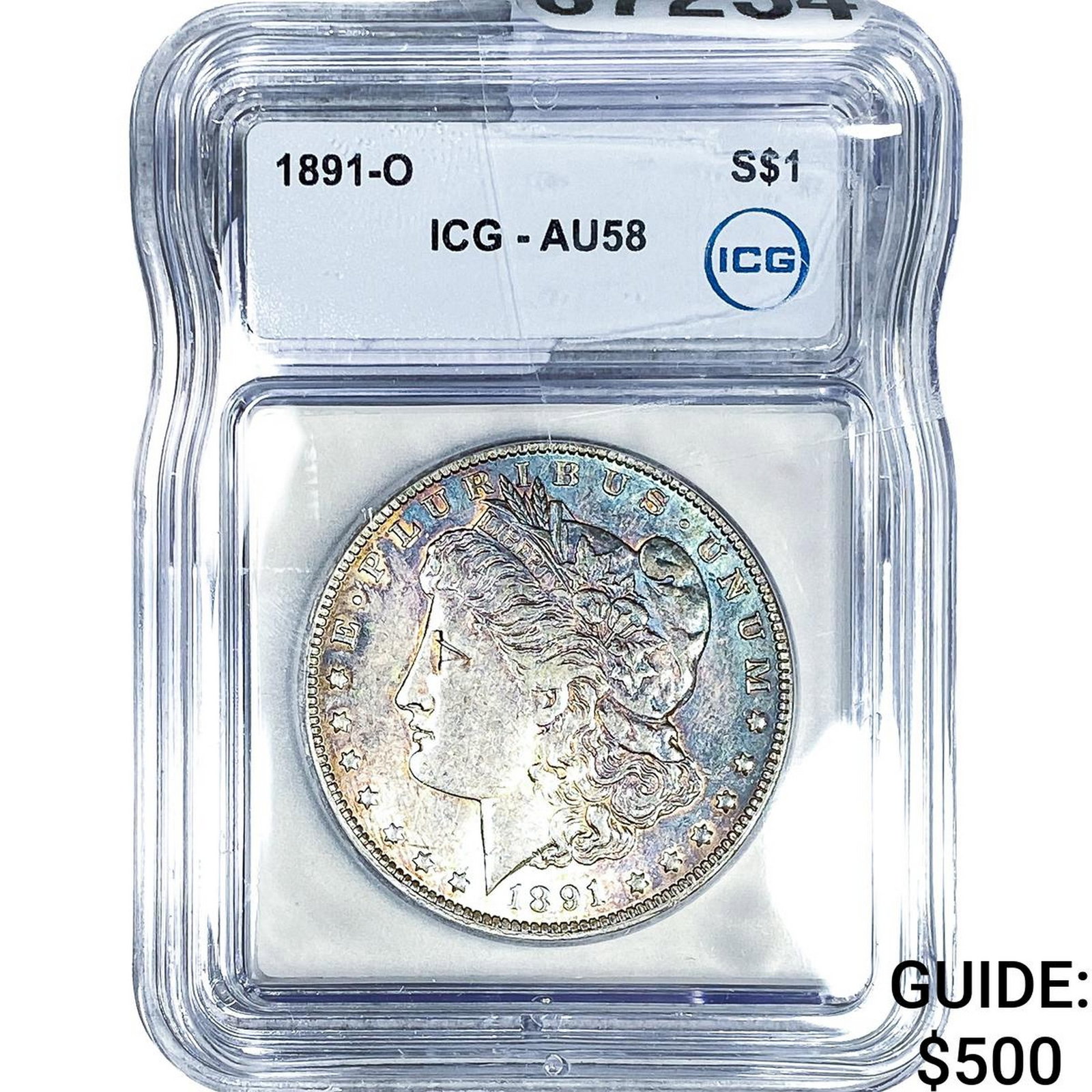 1891-O Morgan Silver Dollar ICG AU58: 1891-O Morgan Silver Dollar ICG AU58