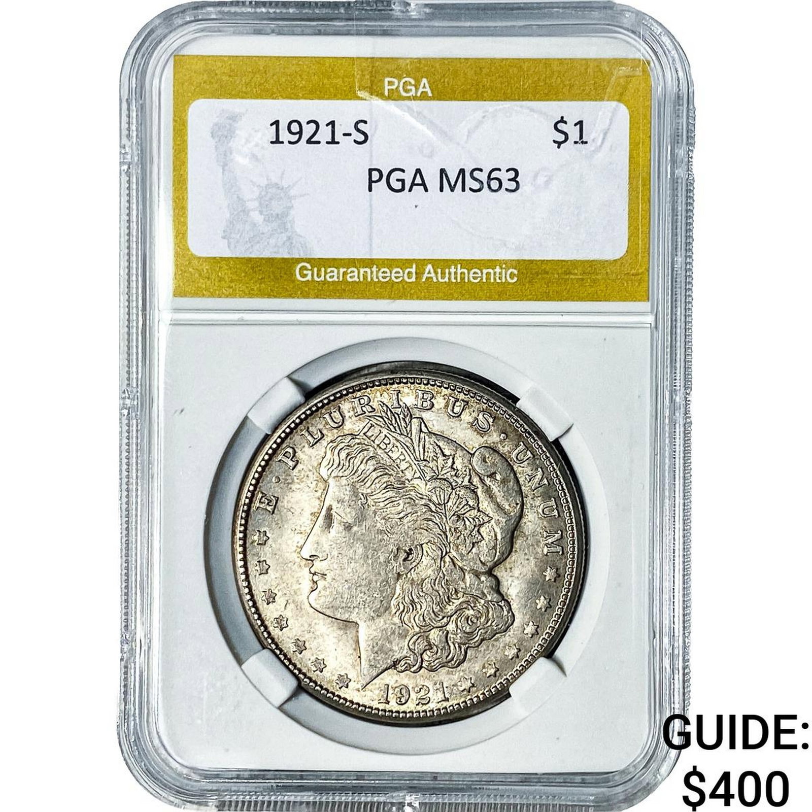 1921-S Morgan Silver Dollar PGA MS63: 1921-S Morgan Silver Dollar PGA MS63