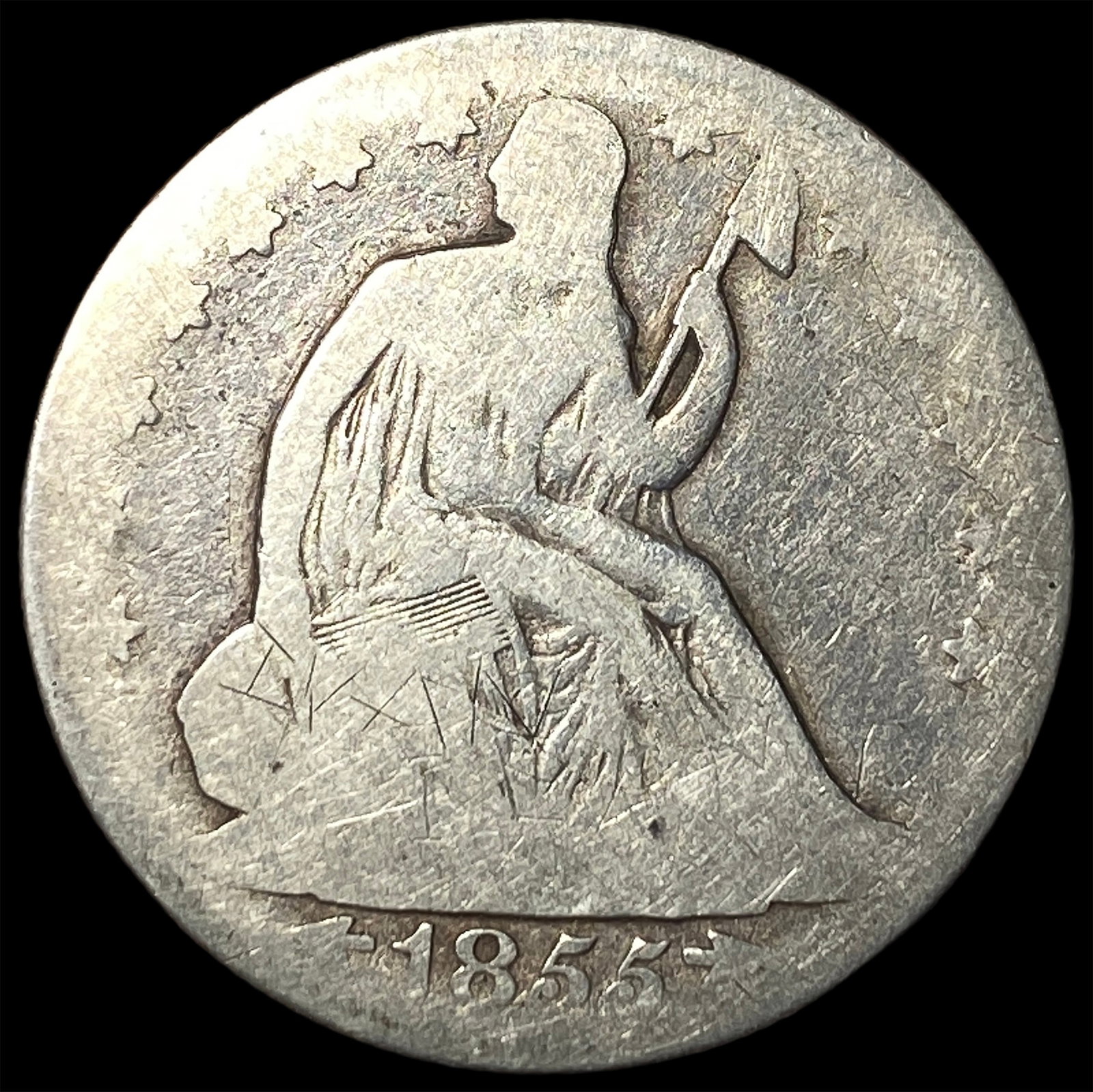 1855-O Silver Seated Liberty Half Dollar NICELY CIRCULATED: 1855-O Silver Seated Liberty Half Dollar NICELY CIRCULATED