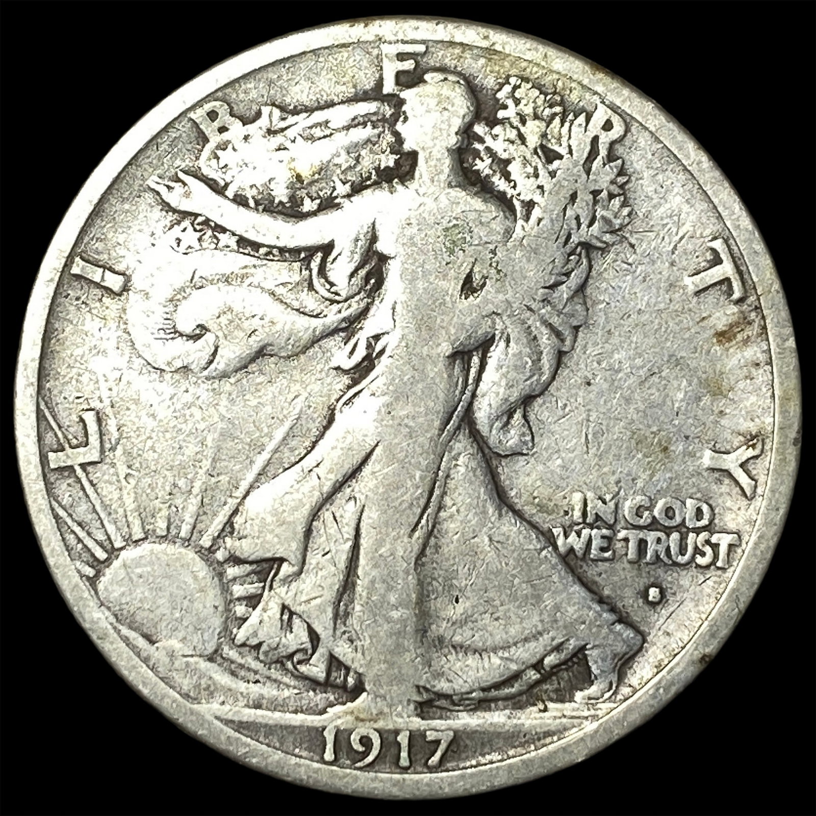1917-S Silver Walking Liberty Half Dollar LIGHTLY CIRCULATED (1 of 2)