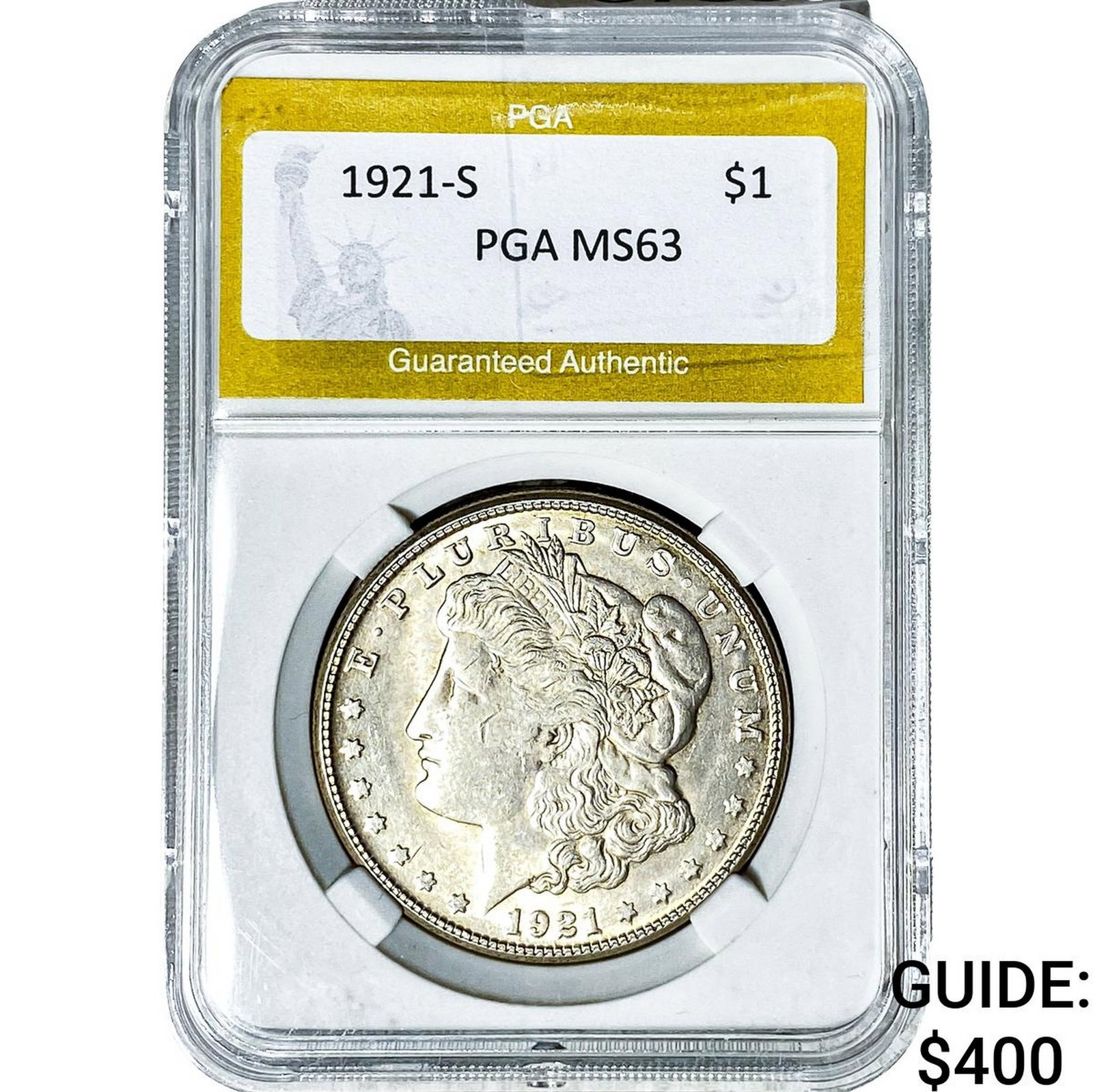 1921-S Morgan Silver Dollar PGA MS63: 1921-S Morgan Silver Dollar PGA MS63
