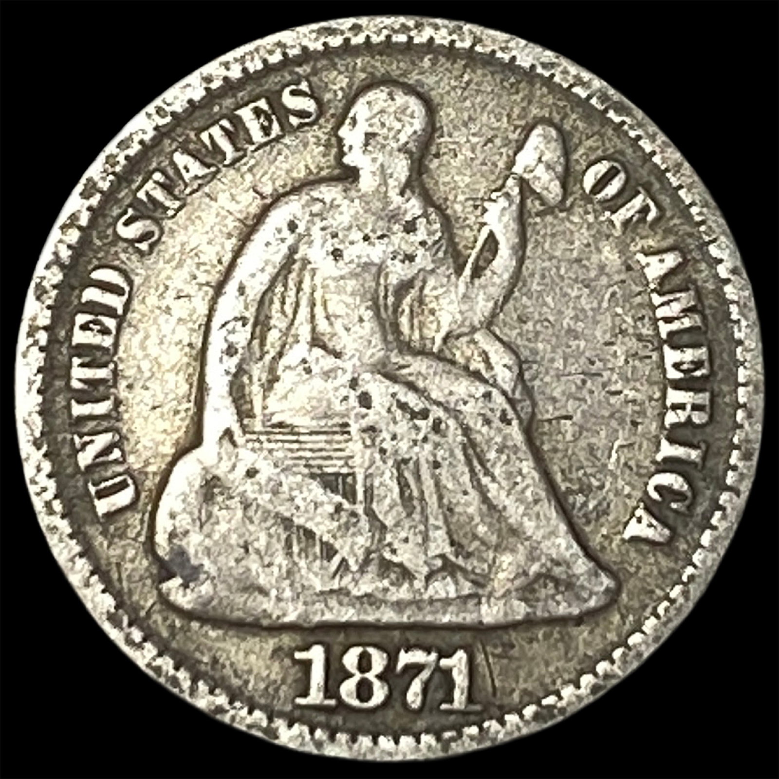 1871 Seated Liberty Half Dime LIGHTLY CIRCULATED: 1871 Seated Liberty Half Dime LIGHTLY CIRCULATED