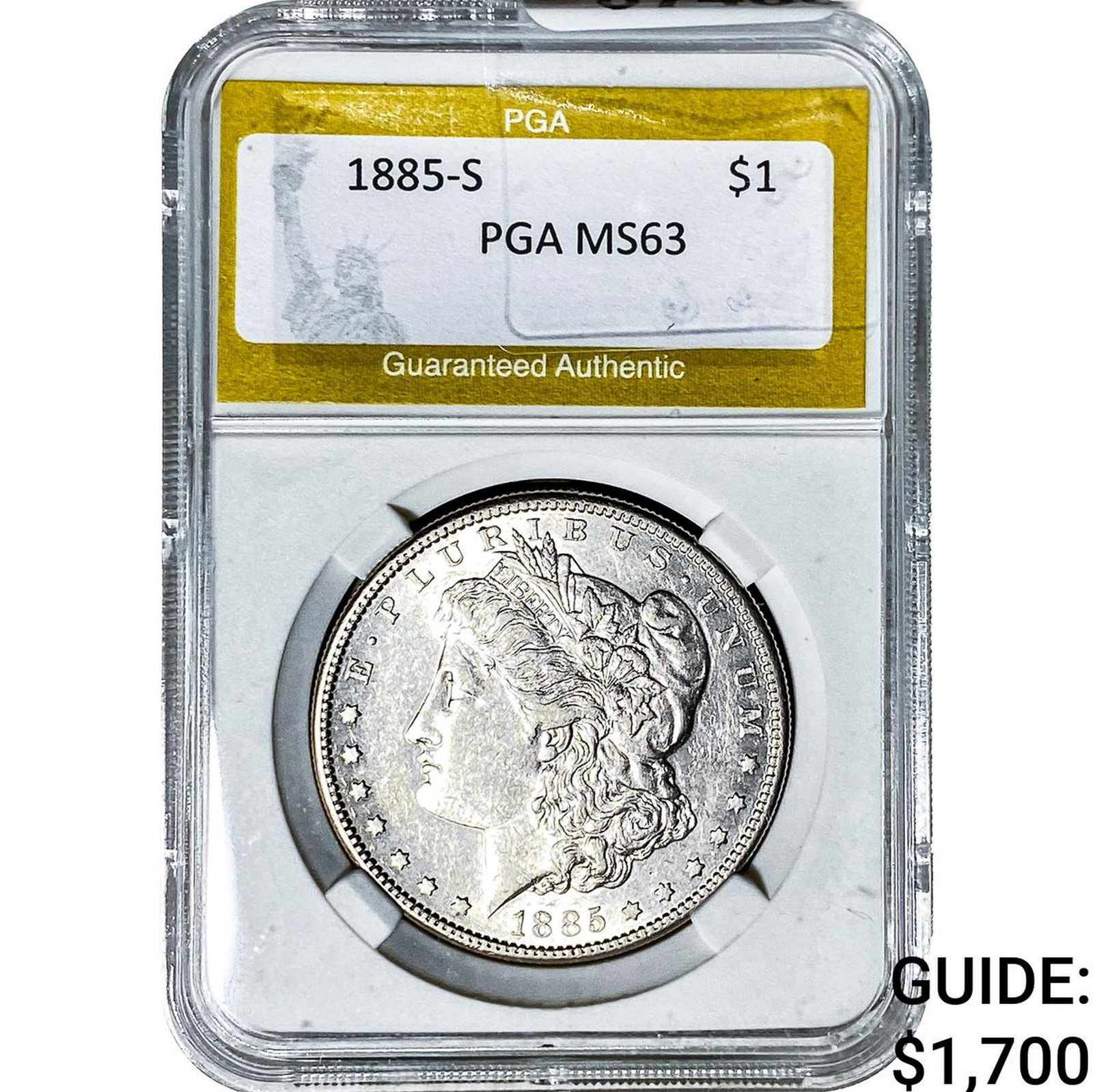1885-S Morgan Silver Dollar PGA MS63: 1885-S Morgan Silver Dollar PGA MS63