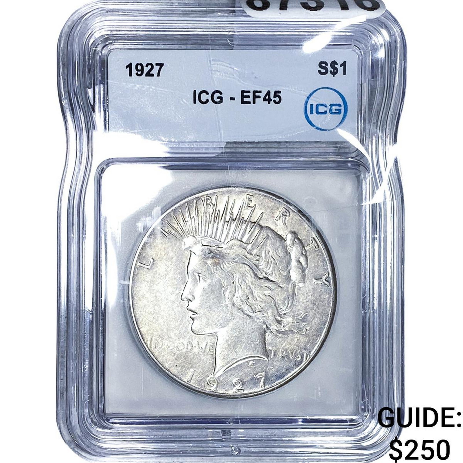 1927 Silver Peace Dollar ICG EF45: 1927 Silver Peace Dollar ICG EF45