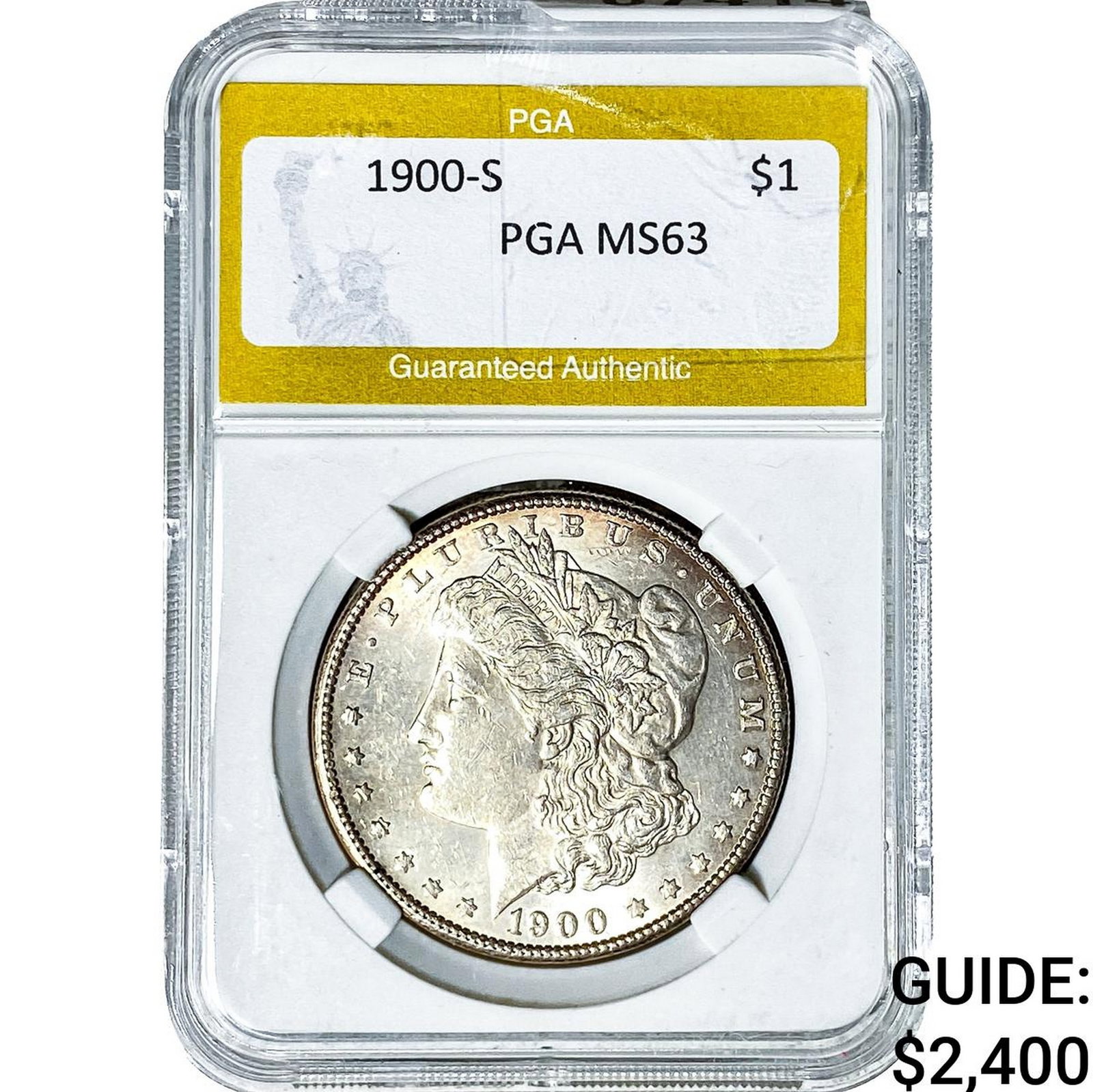 1900-S Morgan Silver Dollar PGA MS63: 1900-S Morgan Silver Dollar PGA MS63