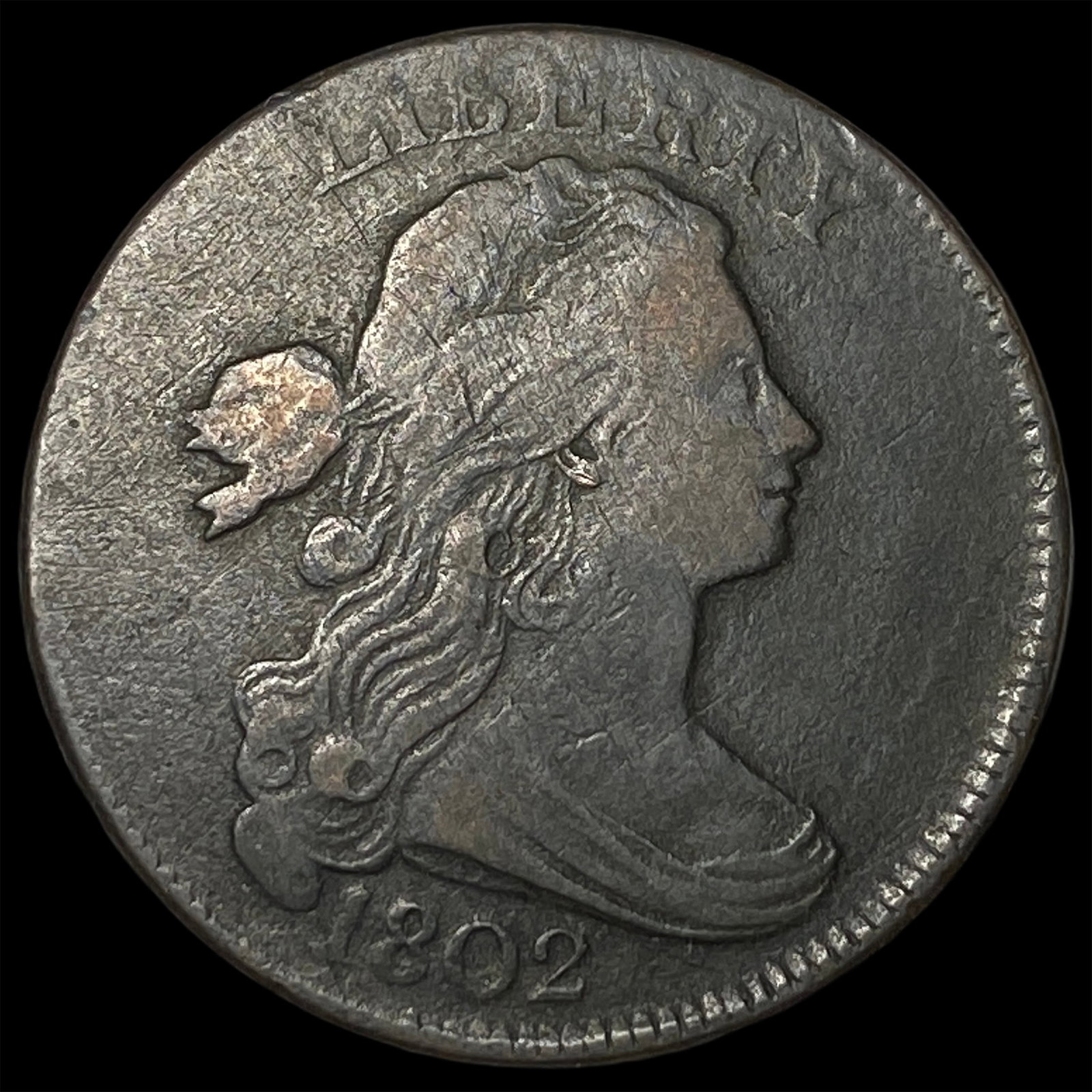 1802 Draped Bust Large Cent ABOUT UNCIRCULATED: 1802 Draped Bust Large Cent ABOUT UNCIRCULATED