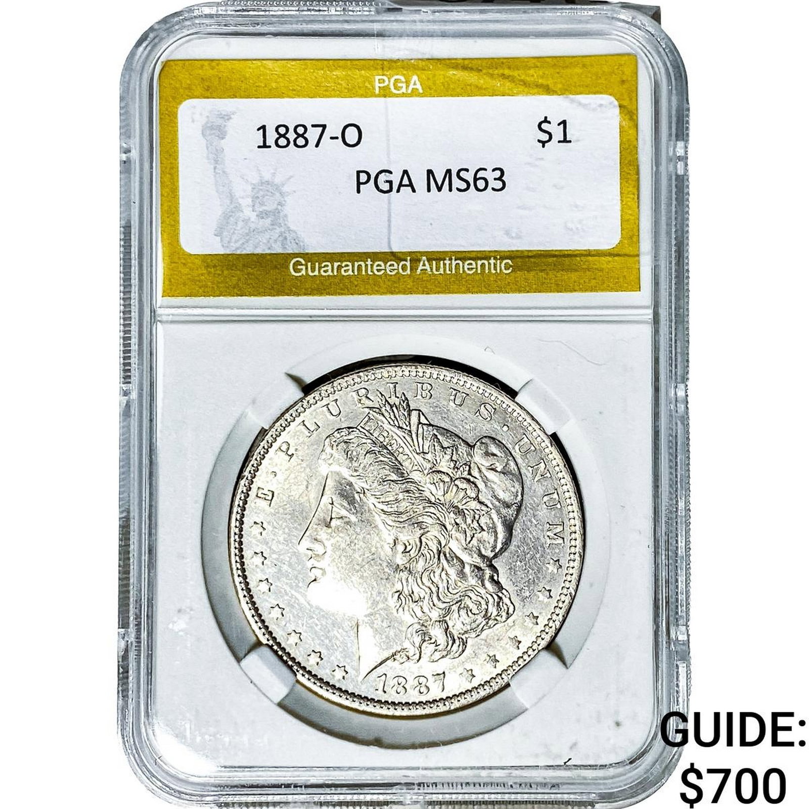 1887-O Morgan Silver Dollar PGA MS63: 1887-O Morgan Silver Dollar PGA MS63