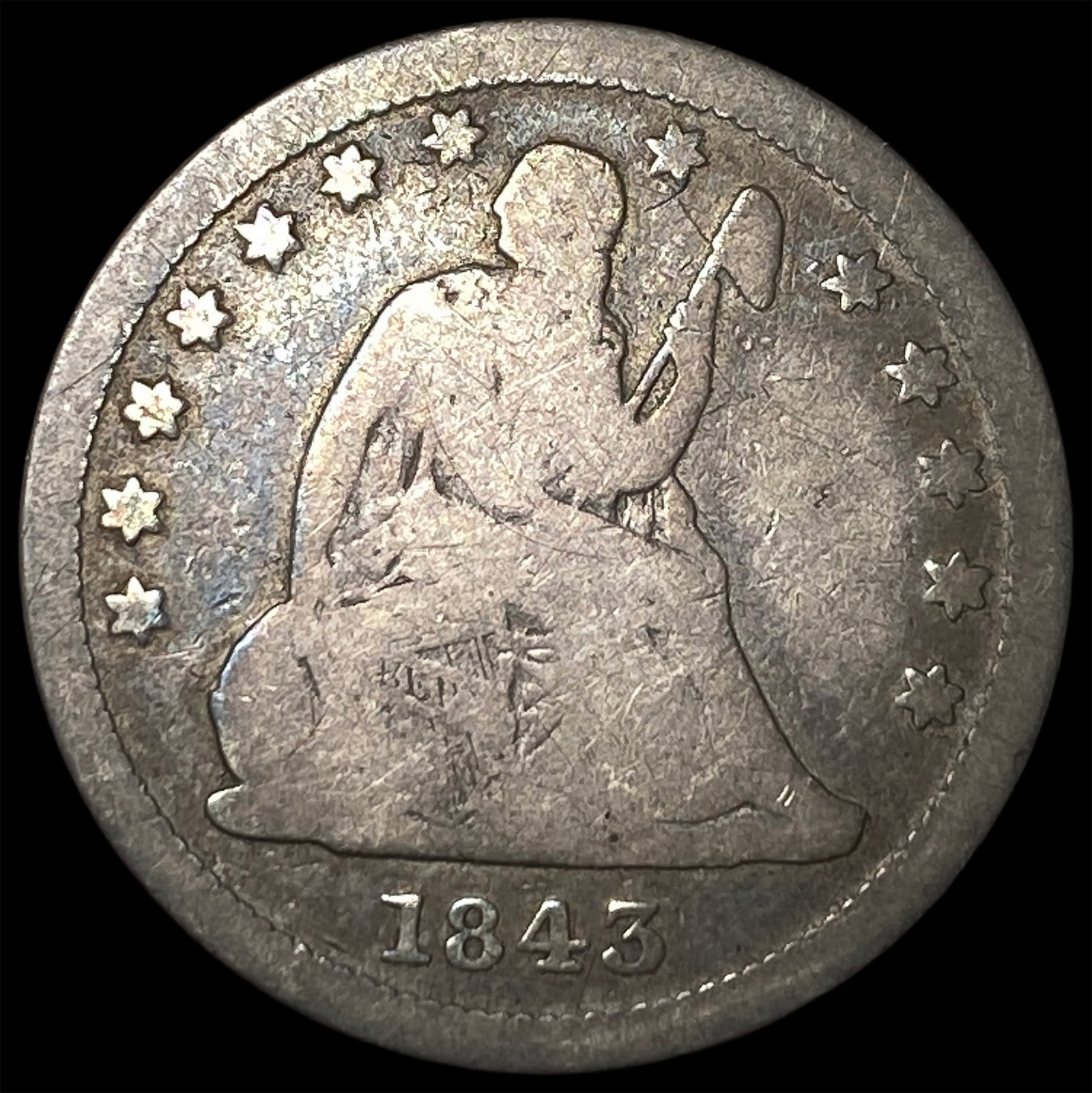 1843 Seated Liberty Quarter LIGHTLY CIRCULATED (1 of 2)