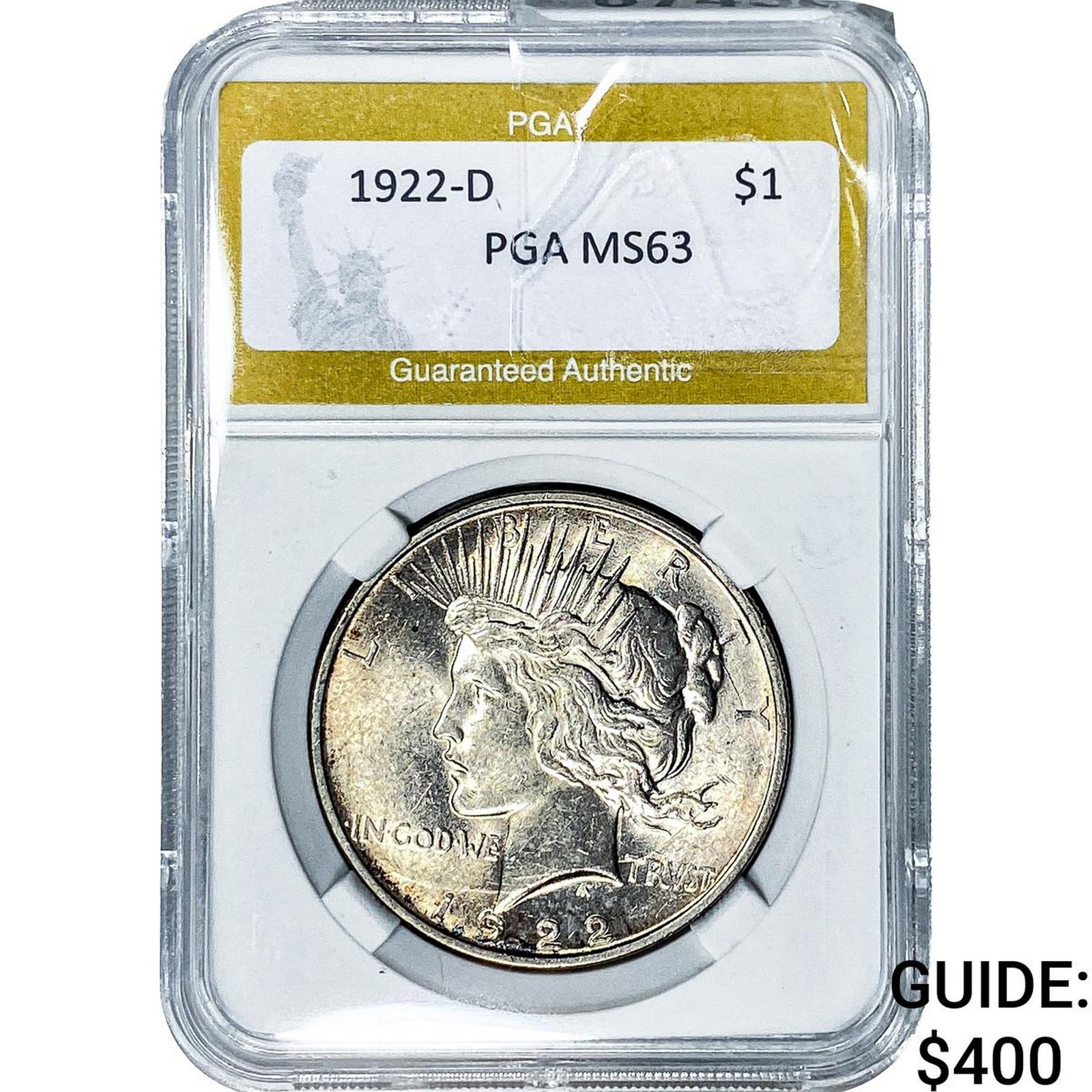 1922-D Silver Peace Dollar PGA MS63: 1922-D Silver Peace Dollar PGA MS63