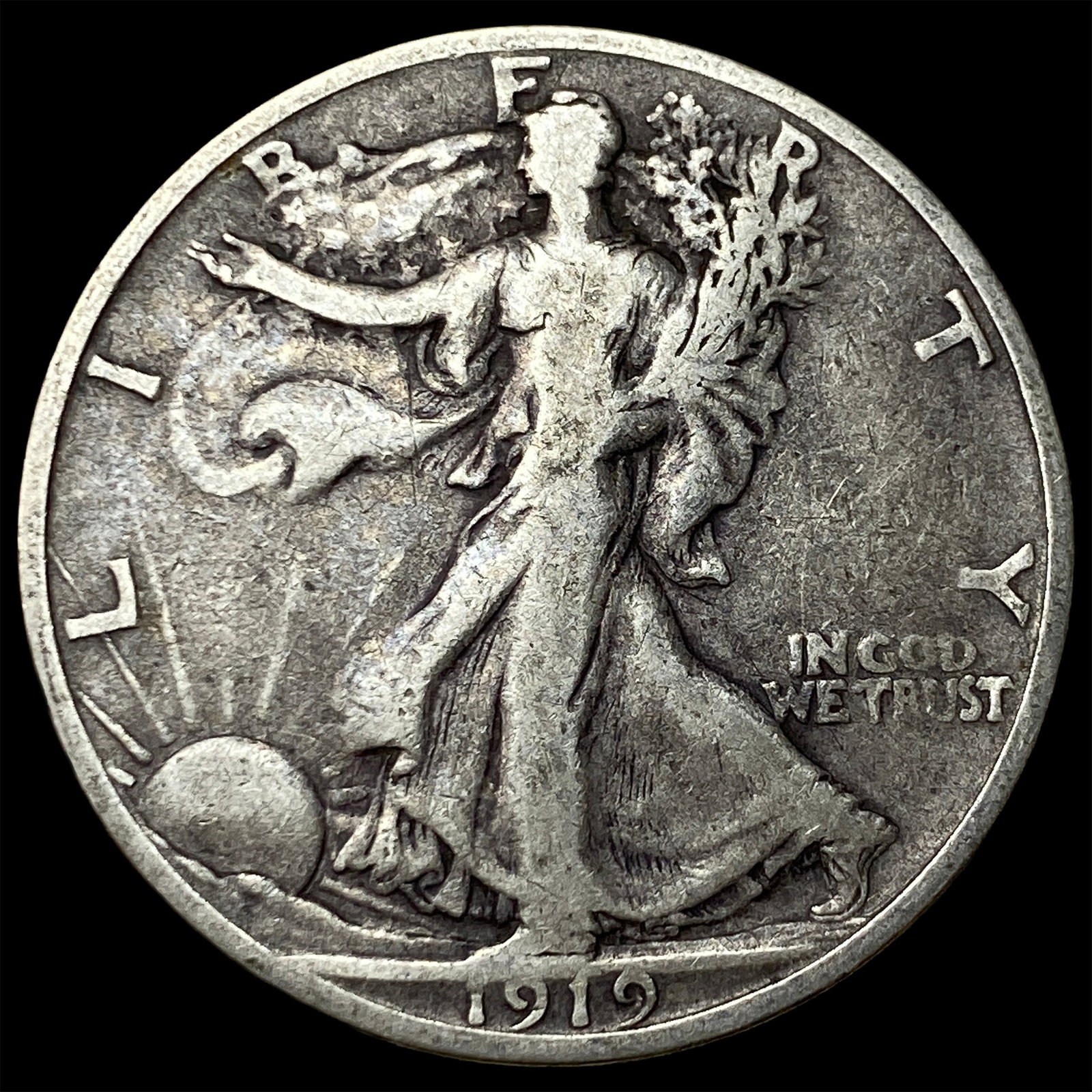 1919-S Silver Walking Liberty Half Dollar LIGHTLY CIRCULATED: 1919-S Silver Walking Liberty Half Dollar LIGHTLY CIRCULATED