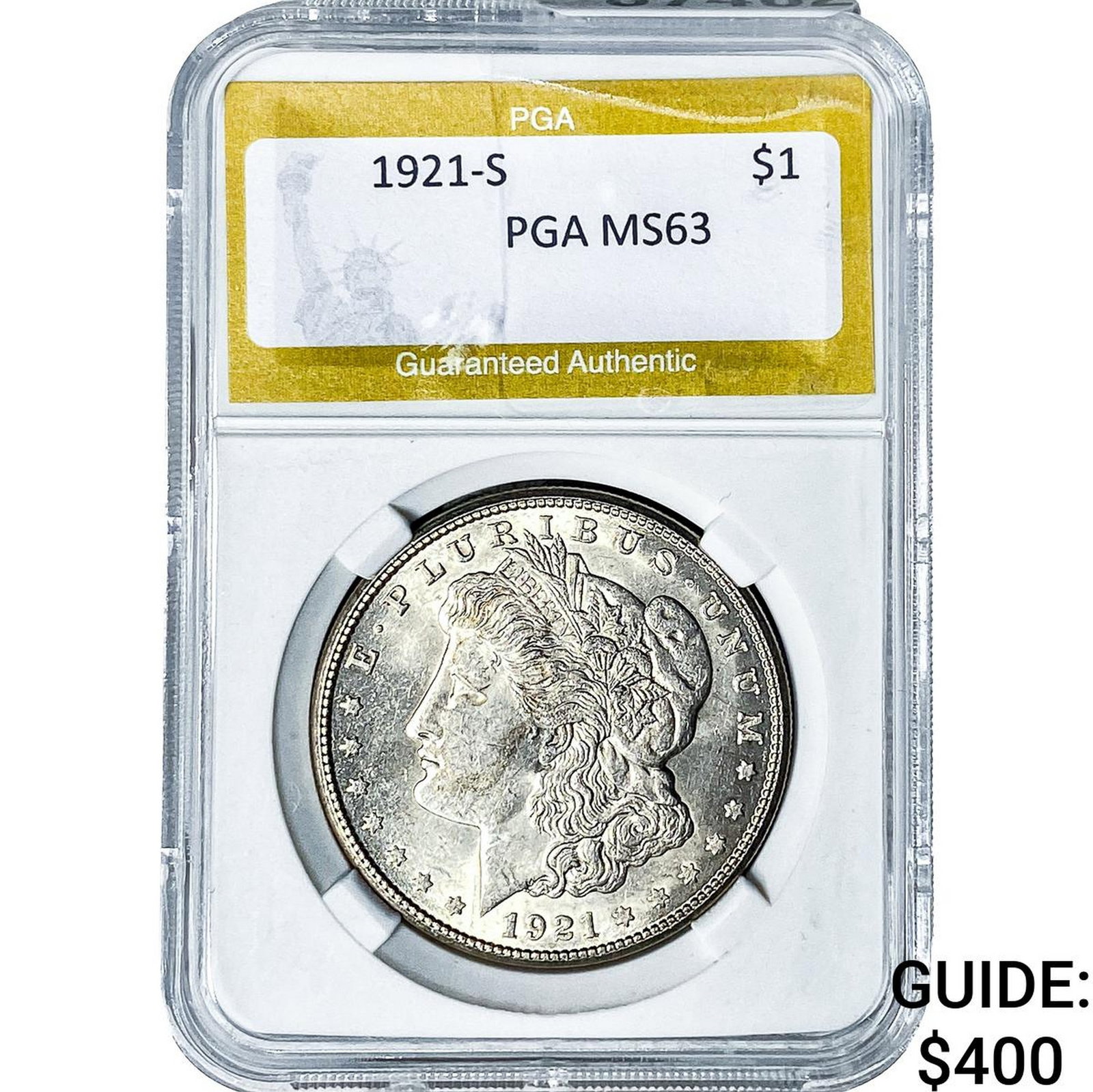 1921-S Morgan Silver Dollar PGA MS63: 1921-S Morgan Silver Dollar PGA MS63
