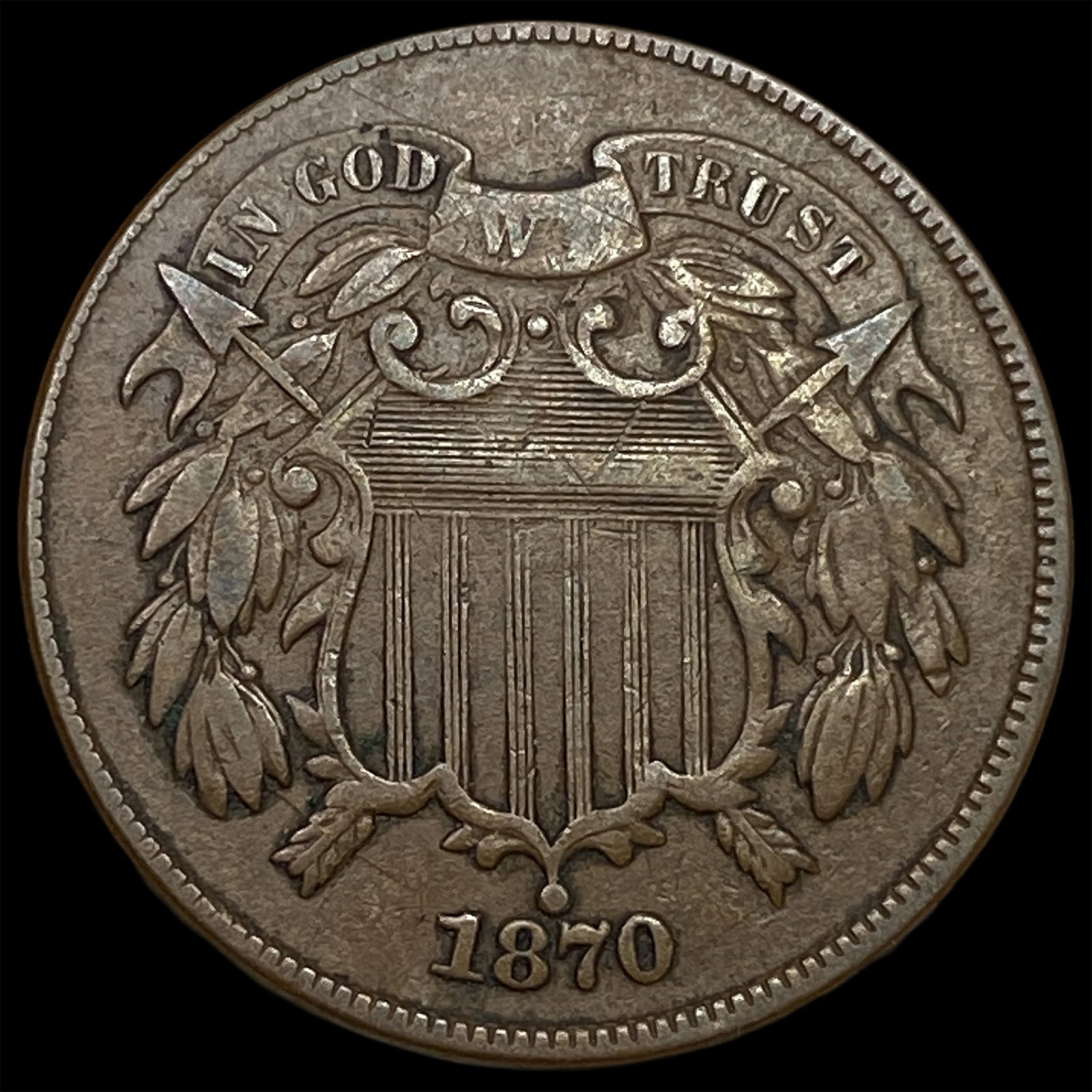 1870 Two-Cent Piece NEARLY UNCIRCULATED: 1870 Two-Cent Piece NEARLY UNCIRCULATED