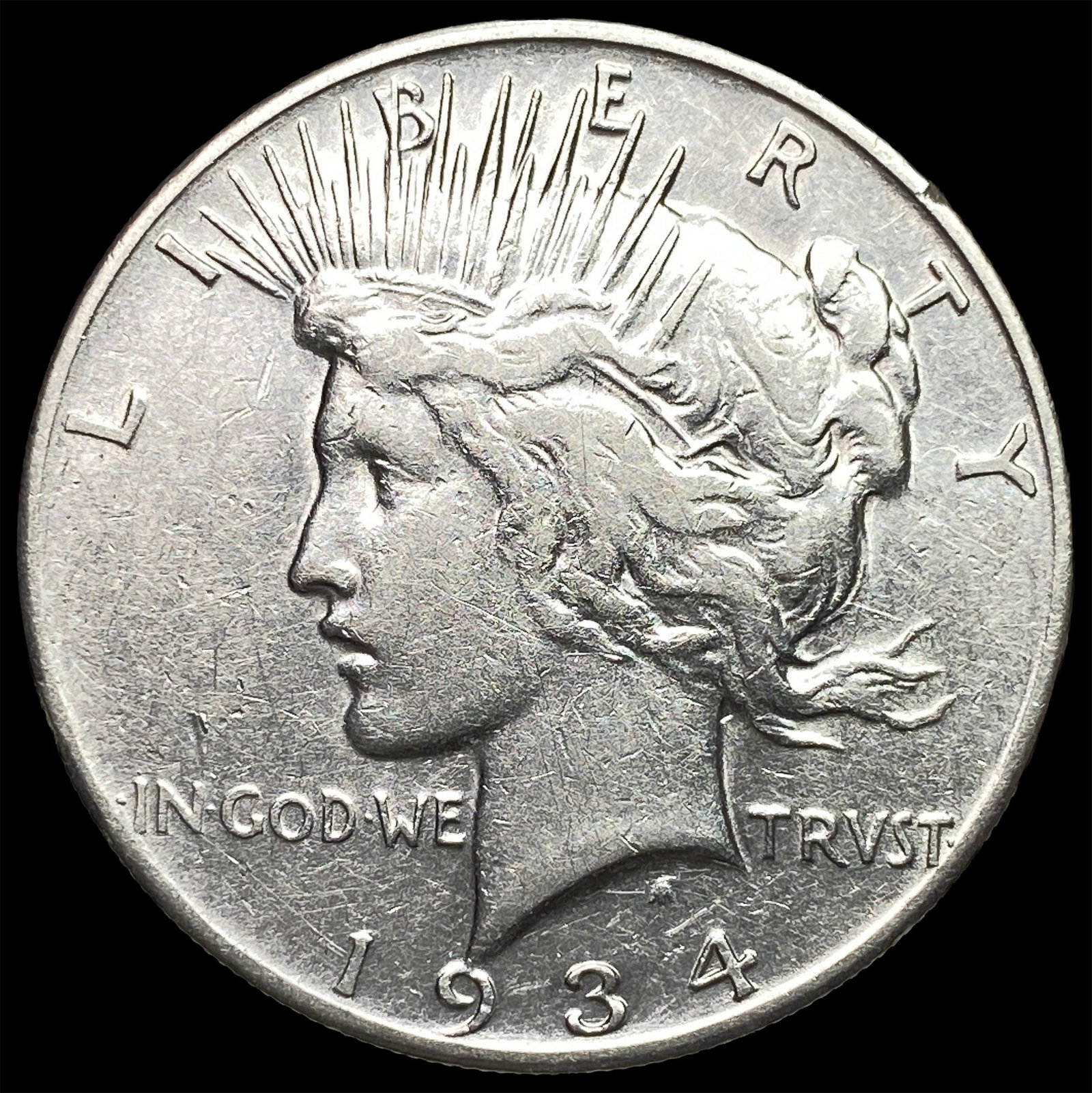 1934-S Peace Silver Dollar NEARLY UNCIRCULATED: 1934-S Peace Silver Dollar NEARLY UNCIRCULATED