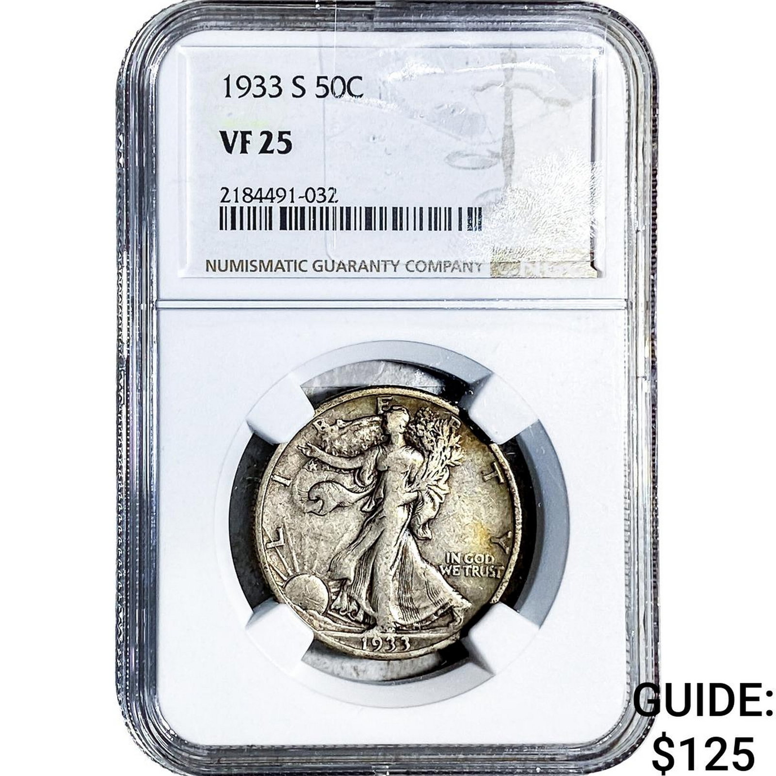 1933-S Walking Liberty Half Dollar NGC VF25: 1933-S Walking Liberty Half Dollar NGC VF25