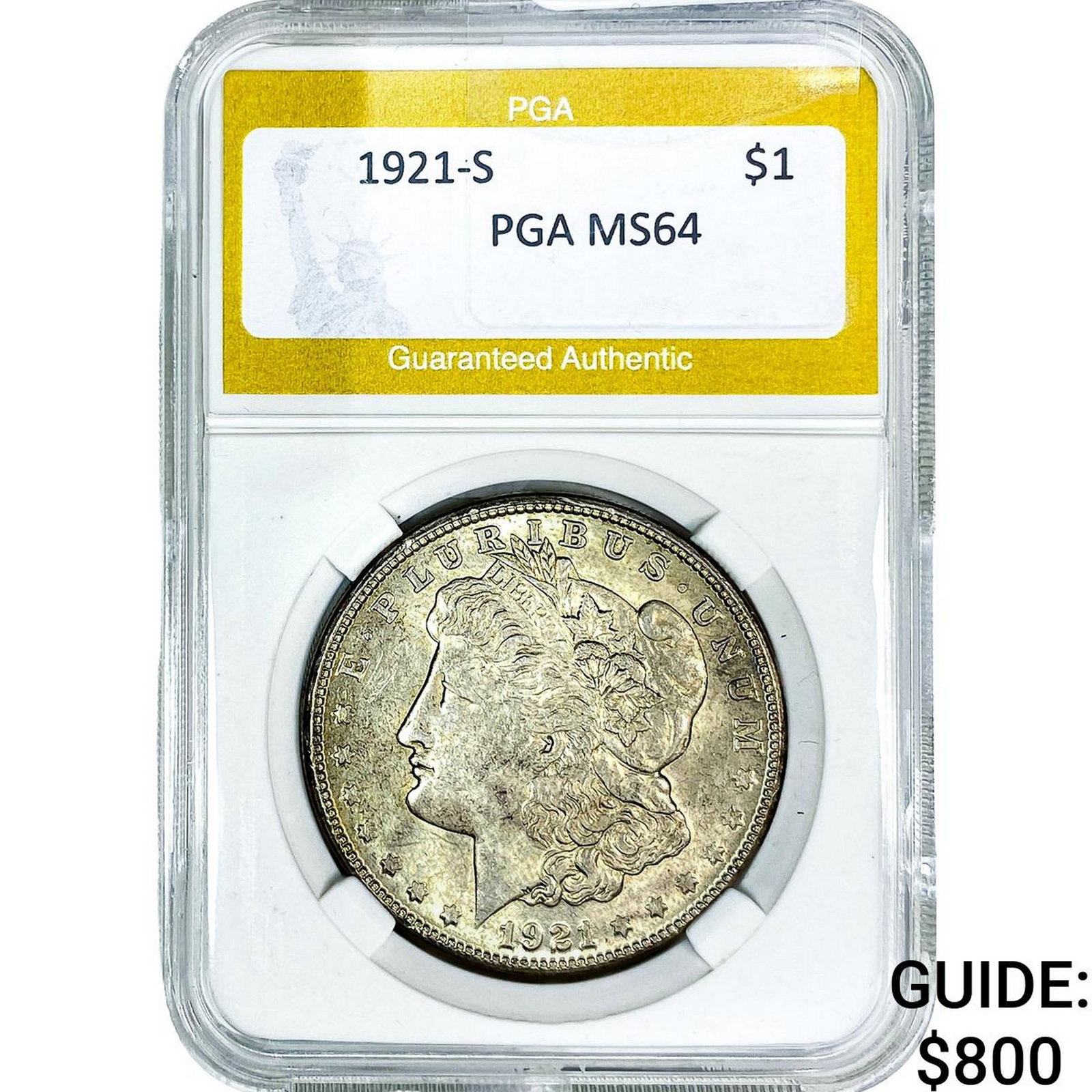 1921-S Morgan Silver Dollar PGA MS64: 1921-S Morgan Silver Dollar PGA MS64