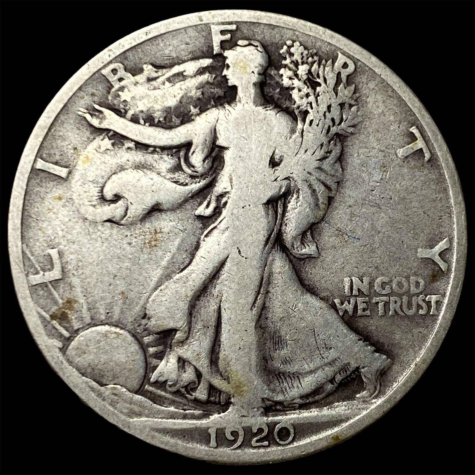 1920-D Silver Walking Liberty Half Dollar LIGHTLY CIRCULATED: 1920-D Silver Walking Liberty Half Dollar LIGHTLY CIRCULATED
