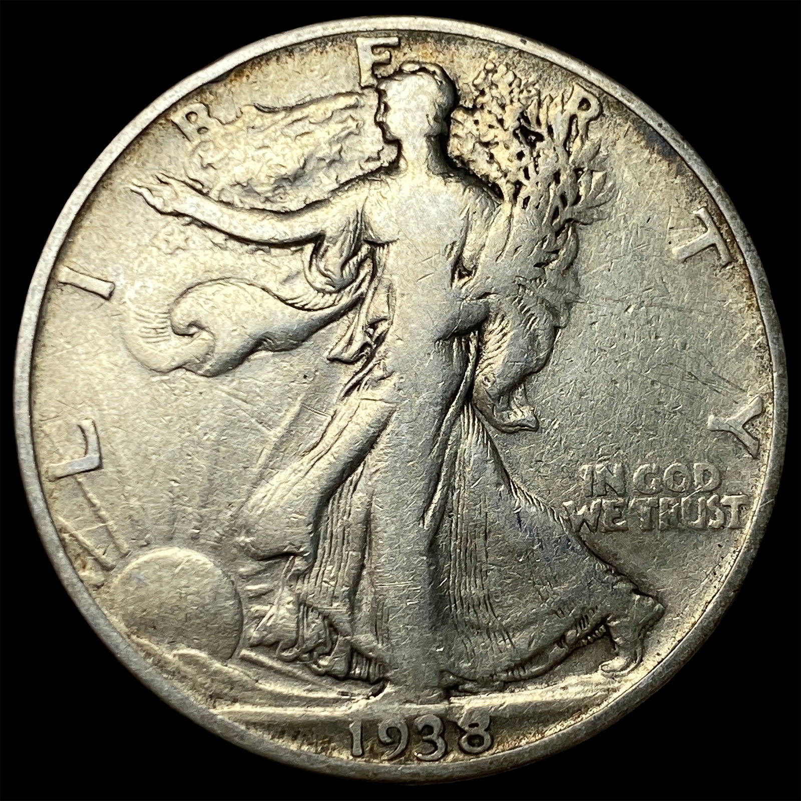 1938-D Silver Walking Liberty Half Dollar LIGHTLY CIRCULATED: 1938-D Silver Walking Liberty Half Dollar LIGHTLY CIRCULATED