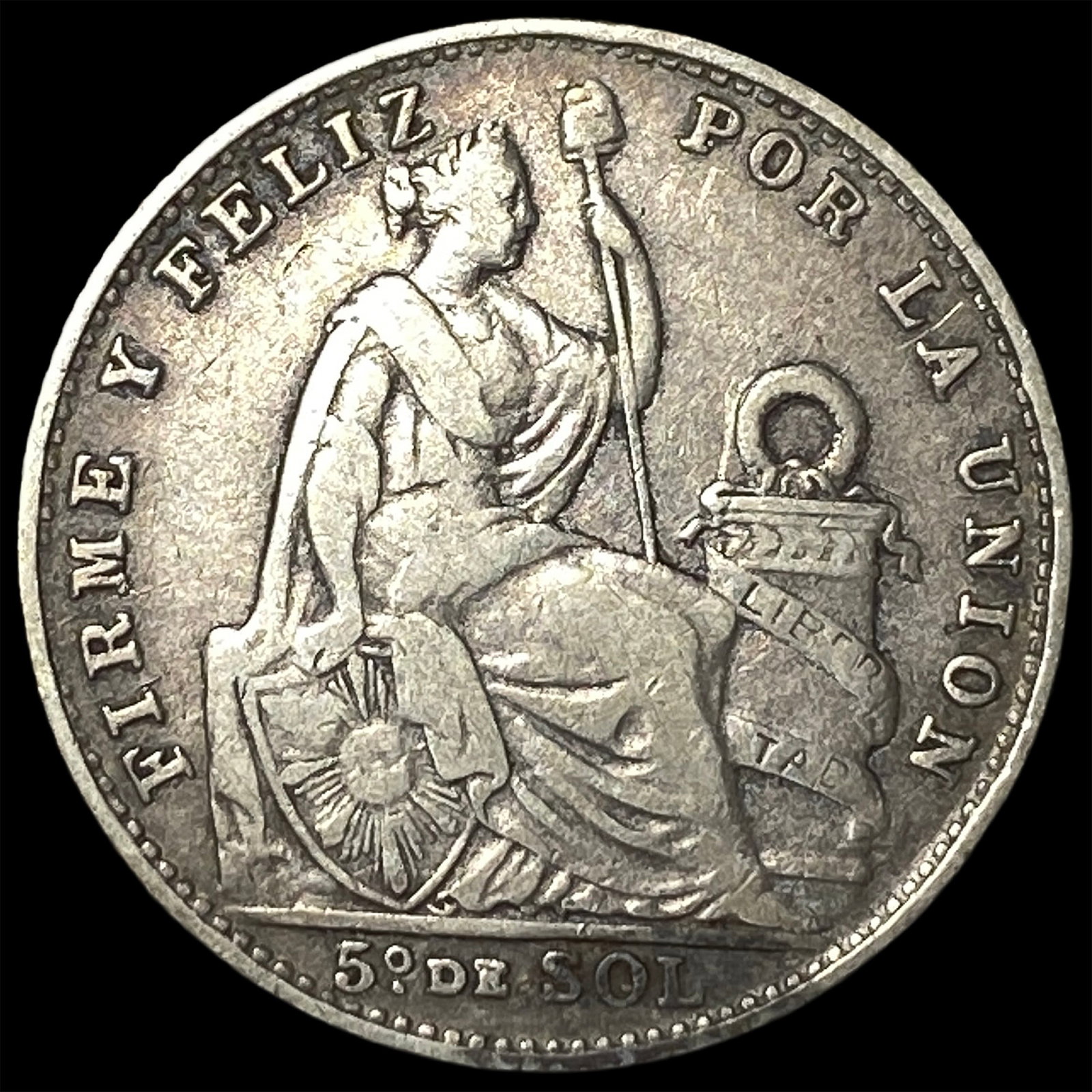 1909 FG Peru Silver 1/5 Sol: 1909 FG Peru Silver 1/5 Sol
