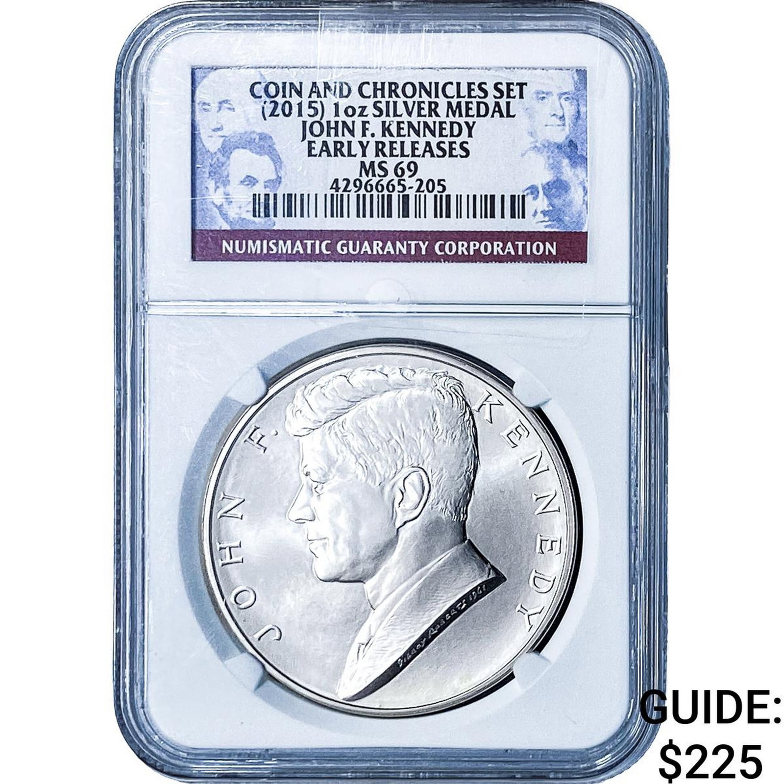 2015 John F. Kennedy 1oz Silver Medal NGC MS69: 2015 John F. Kennedy 1oz Silver Medal NGC MS69
