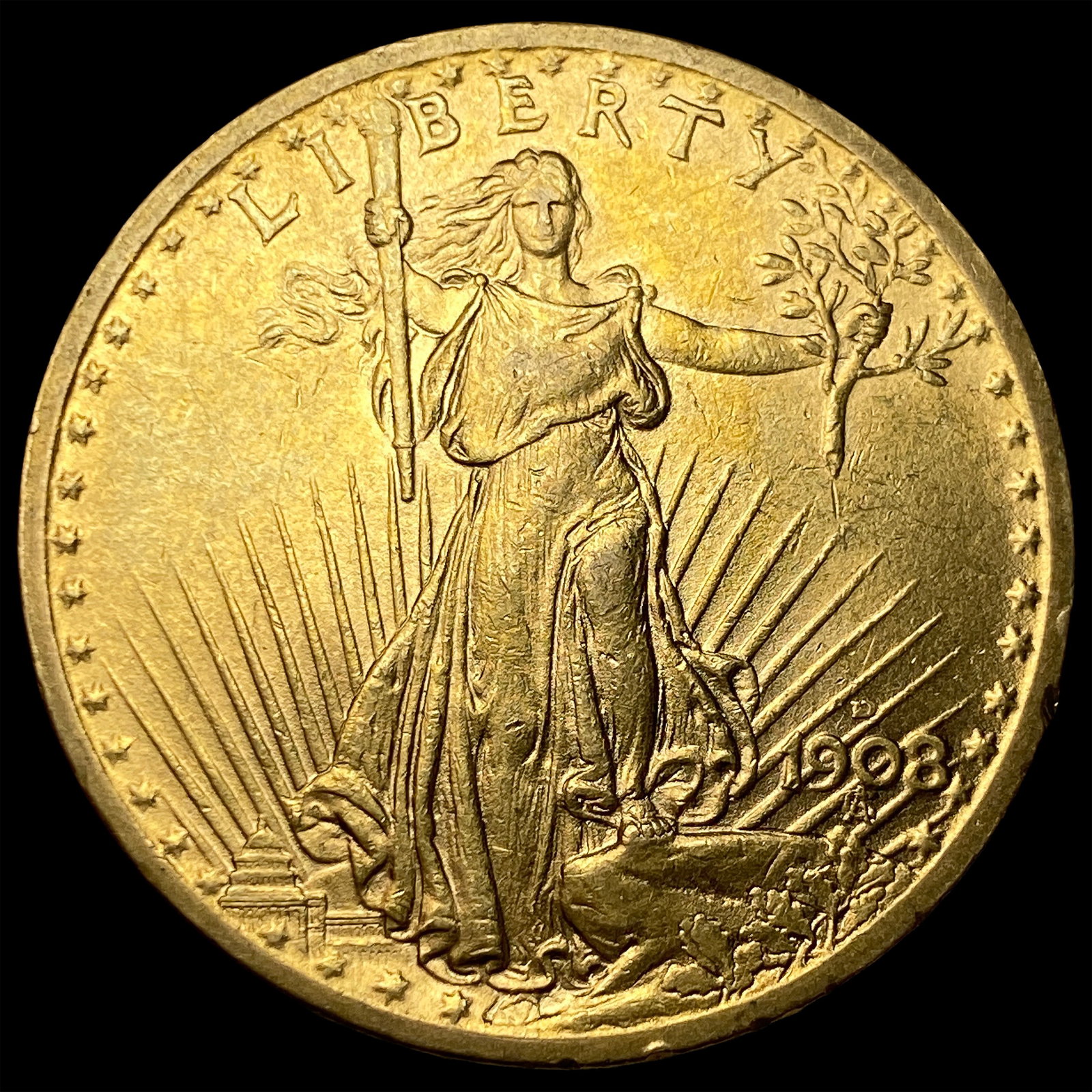 1908-D Gold $20 Saint-Gaudens Double Eagle UNCIRCULATED (1 of 2)