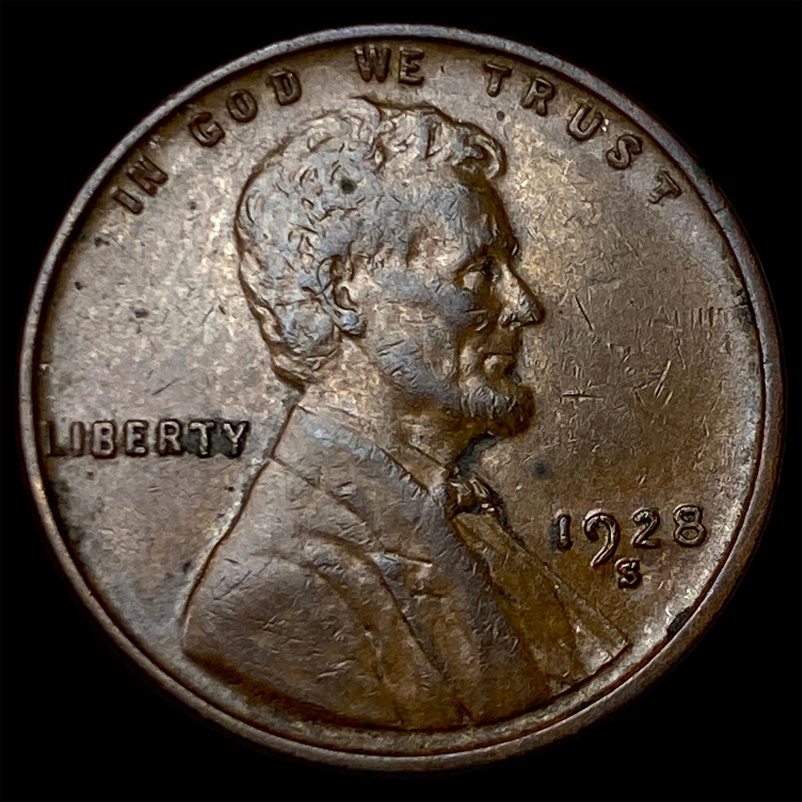 1928-S Lincoln Wheat Cent CHOICE AU: 1928-S Lincoln Wheat Cent CHOICE AU