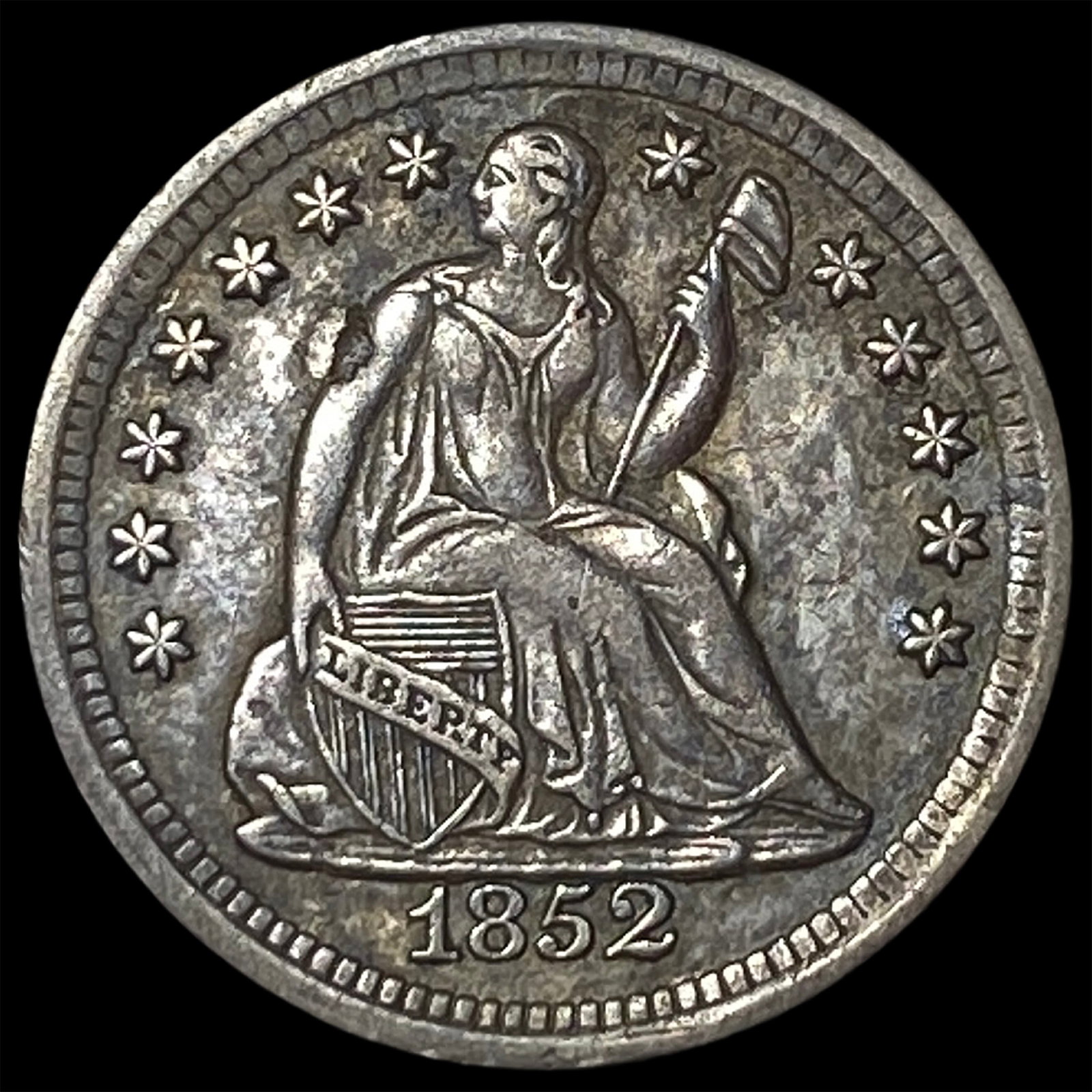 1852 Seated Liberty Half Dime CLOSELY UNCIRCULATED: 1852 Seated Liberty Half Dime CLOSELY UNCIRCULATED