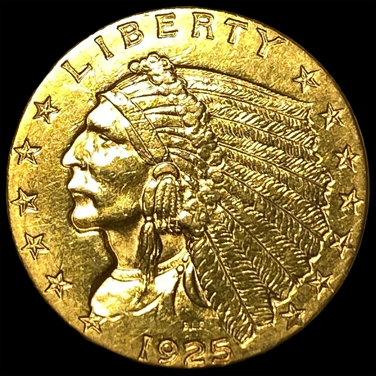 1925-D Gold Indian Head $2.5 Quarter Eagle UNCIRCULATED: 1925-D Gold Indian Head $2.5 Quarter Eagle UNCIRCULATED