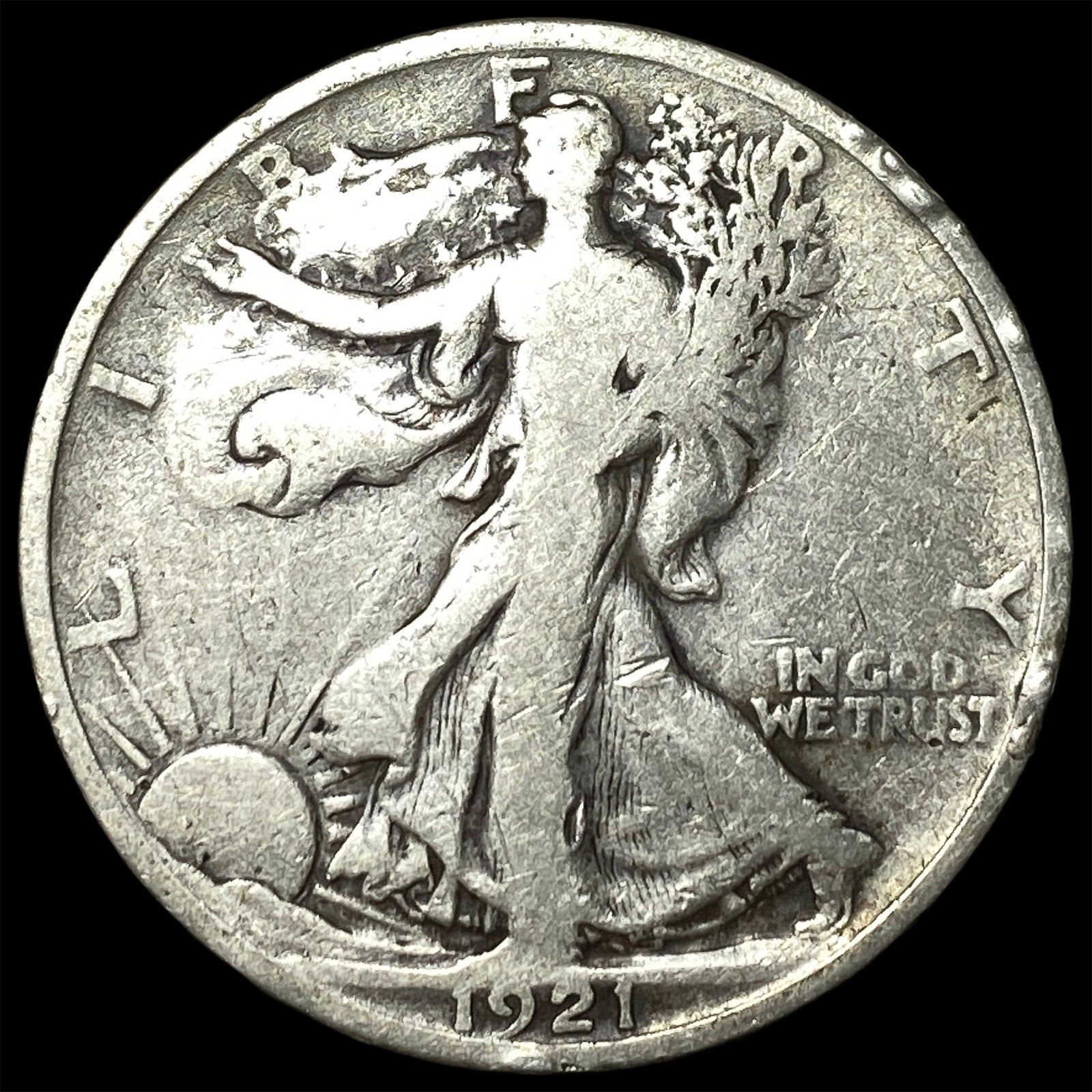 1921 Silver Walking Liberty Half Dollar NICELY CIRCULATED: 1921 Silver Walking Liberty Half Dollar NICELY CIRCULATED