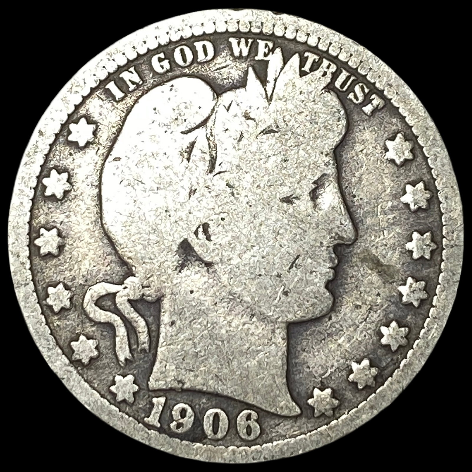 1906-O Silver Barber Quarter NICELY CIRCULATED: 1906-O Silver Barber Quarter NICELY CIRCULATED