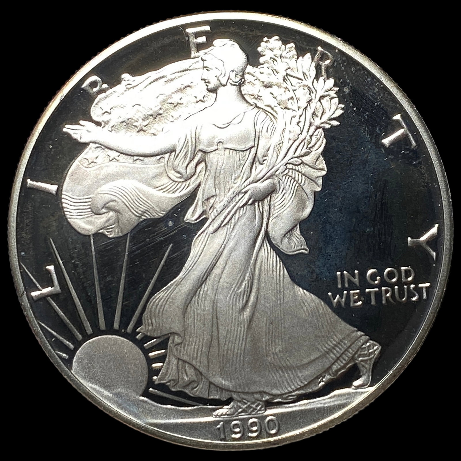 1990-S 1oz Silver American Eagle $1 GEM PROOF (1 of 2)