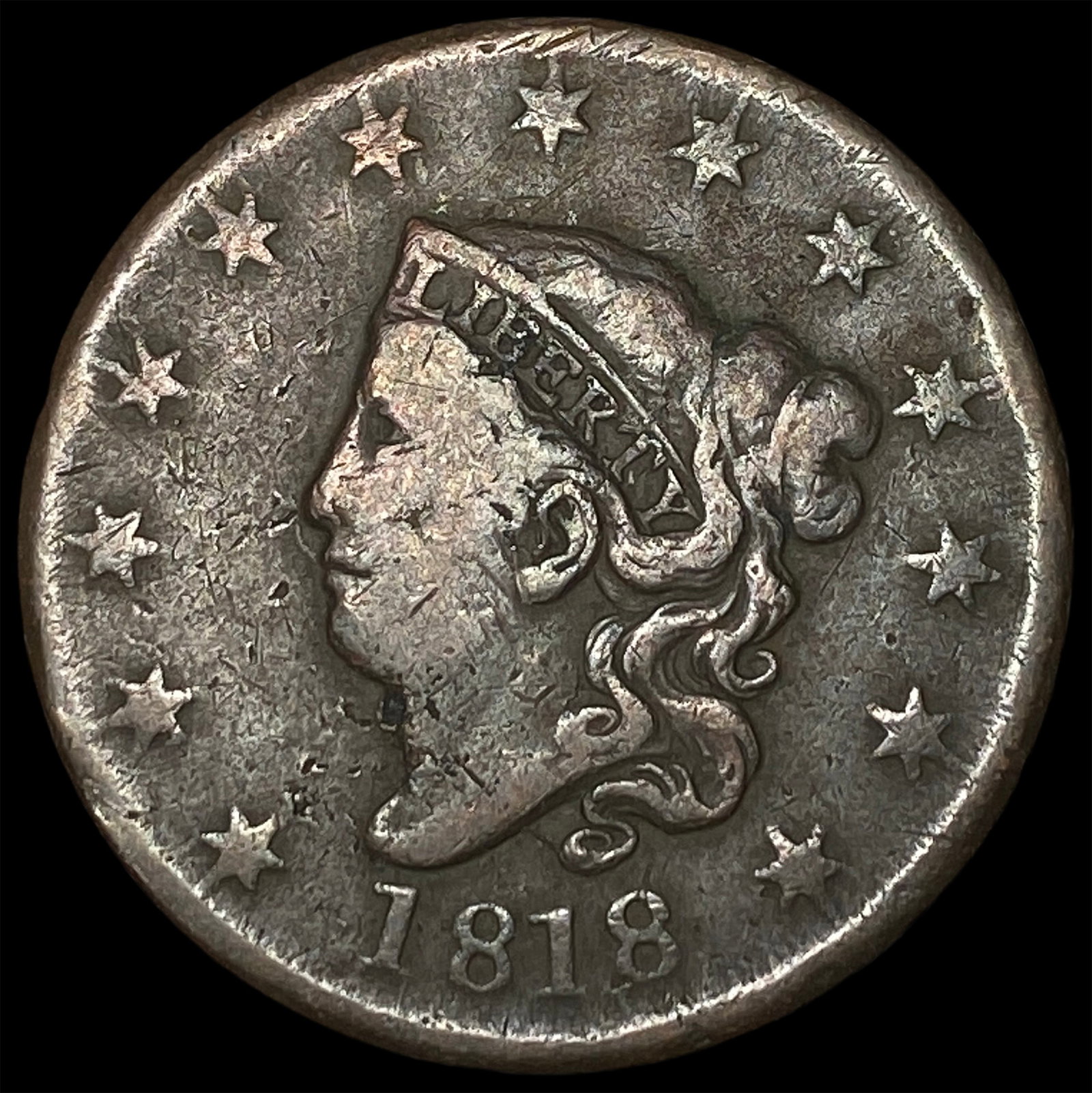 1818 Coronet Head Large Cent LIGHTLY CIRCULATED: 1818 Coronet Head Large Cent LIGHTLY CIRCULATED