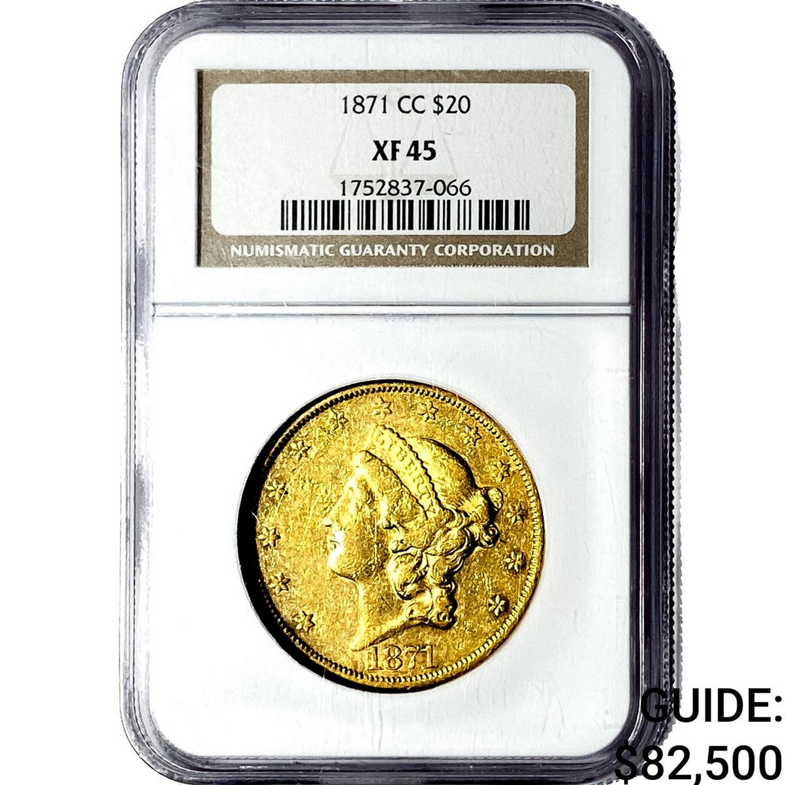1871-CC Gold $20 Double Eagle NGC XF45: 1871-CC Gold $20 Double Eagle NGC XF45