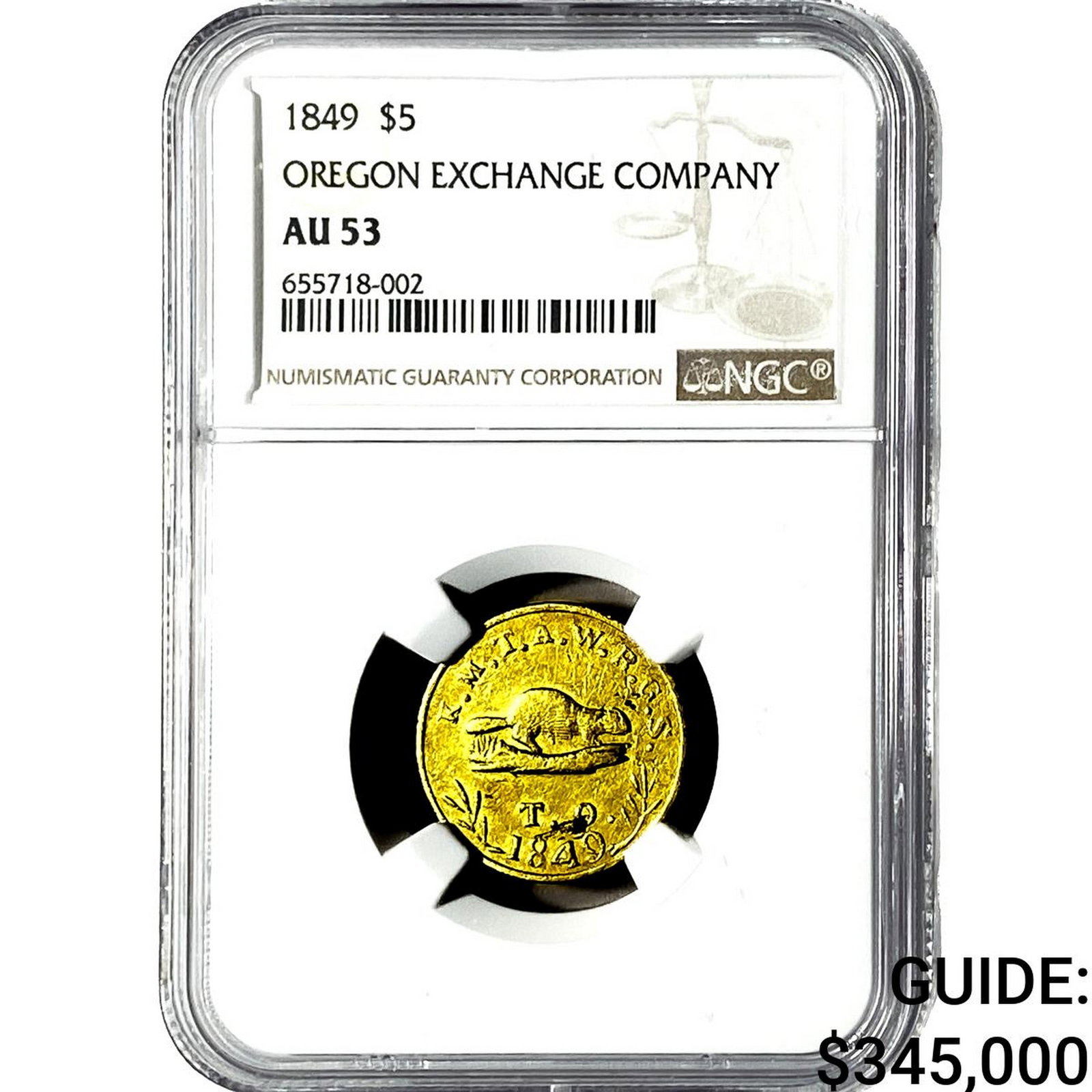 1849 Gold $5 Half Eagle Oregon Exchange NGC AU53 (1 of 4)