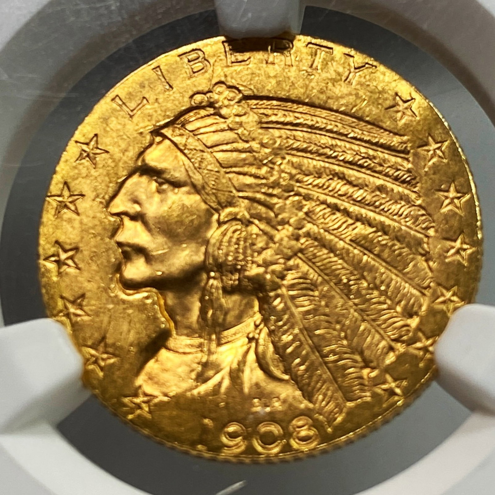 1908-D Gold $5 Half Eagle NGC MS64+ - 3