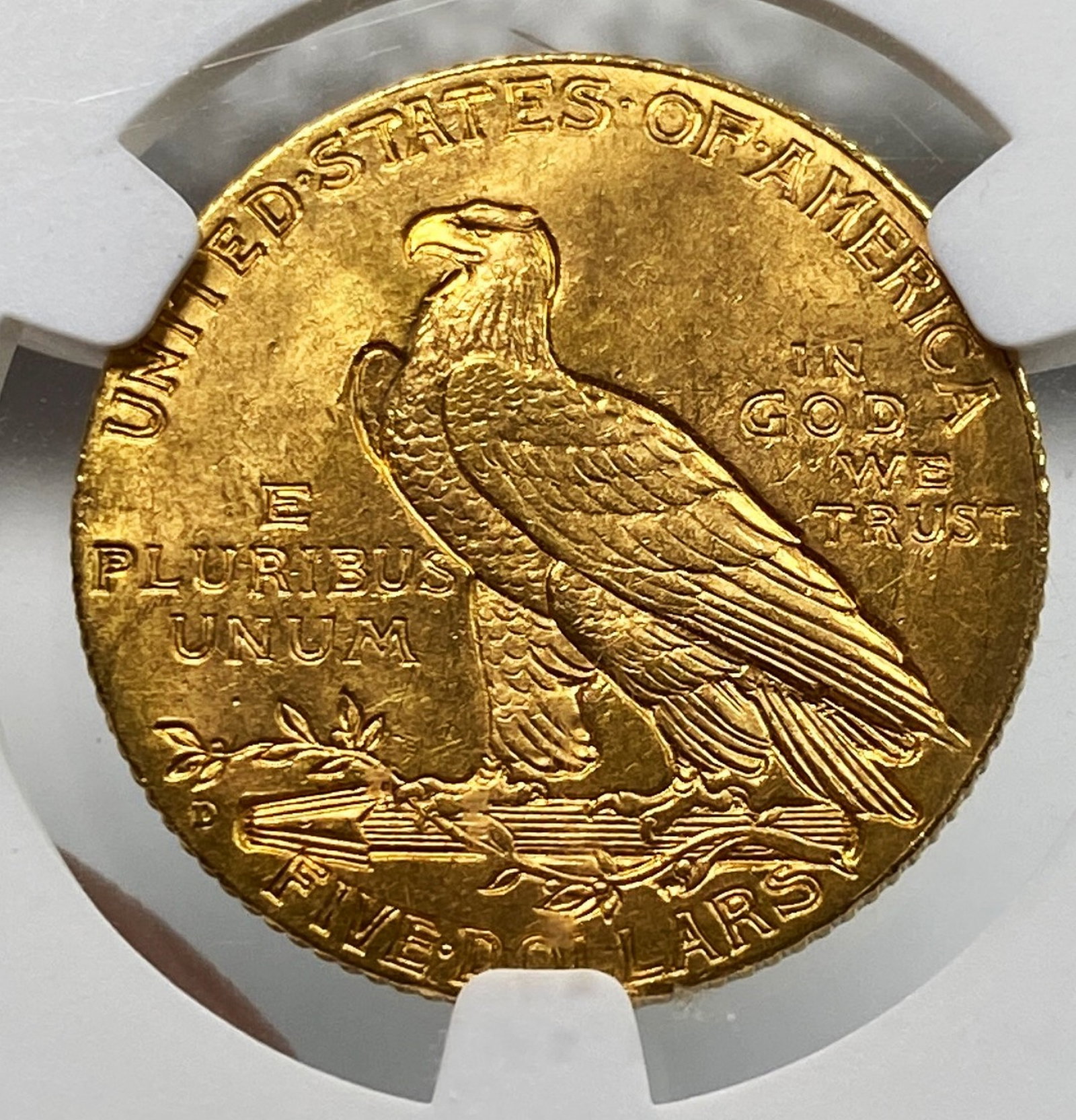 1908-D Gold $5 Half Eagle NGC MS64+ - 4