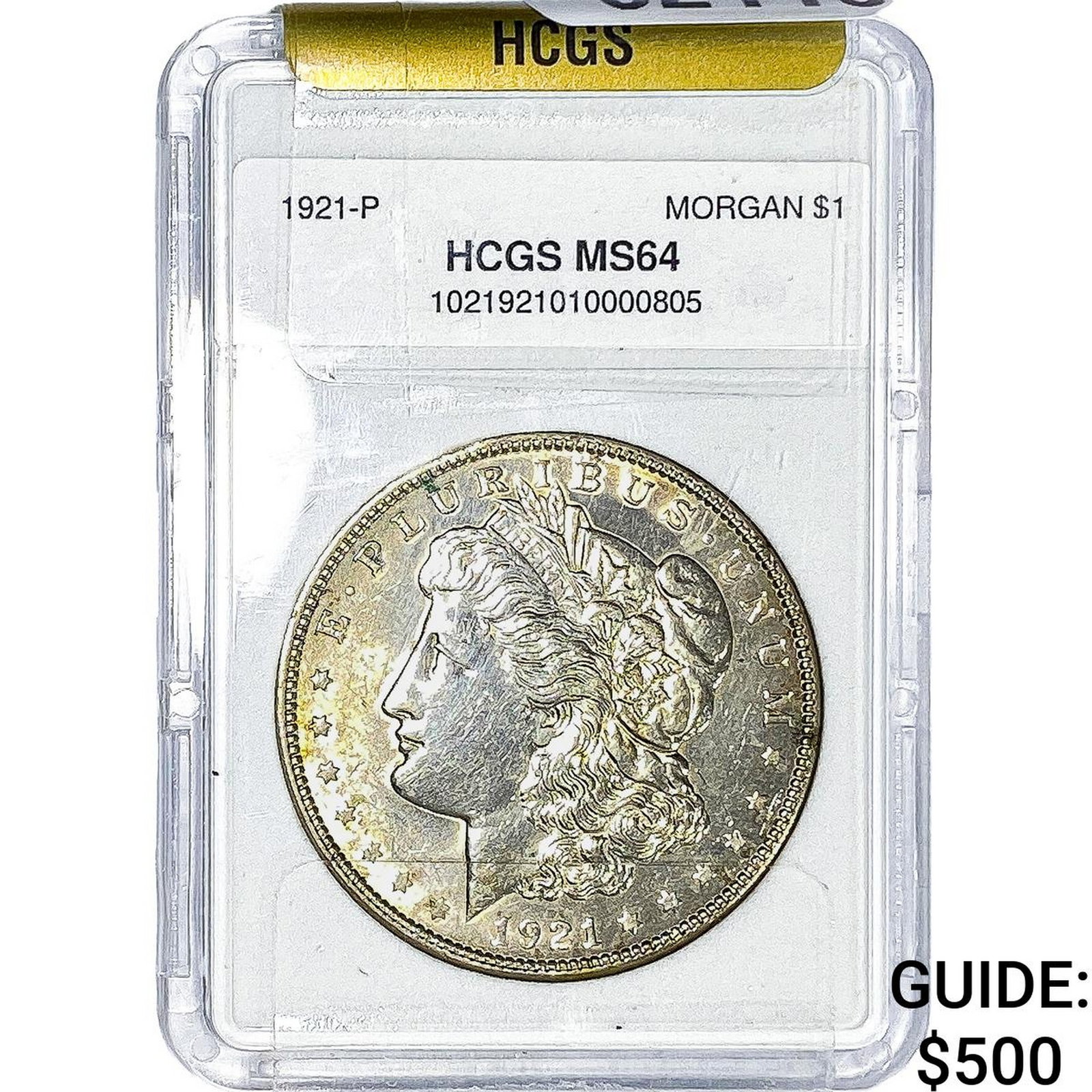 1921 Morgan Silver Dollar HCGS MS64: 1921 Morgan Silver Dollar HCGS MS64